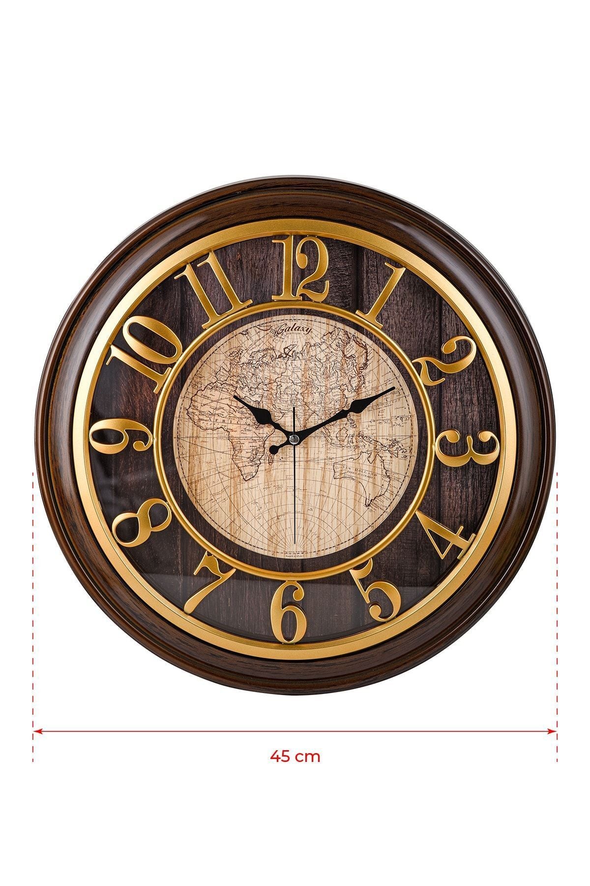 EMORES 46 Cm Wooden-Look 3D Embossed Silent Mechanism Decorative Wall Clock 6