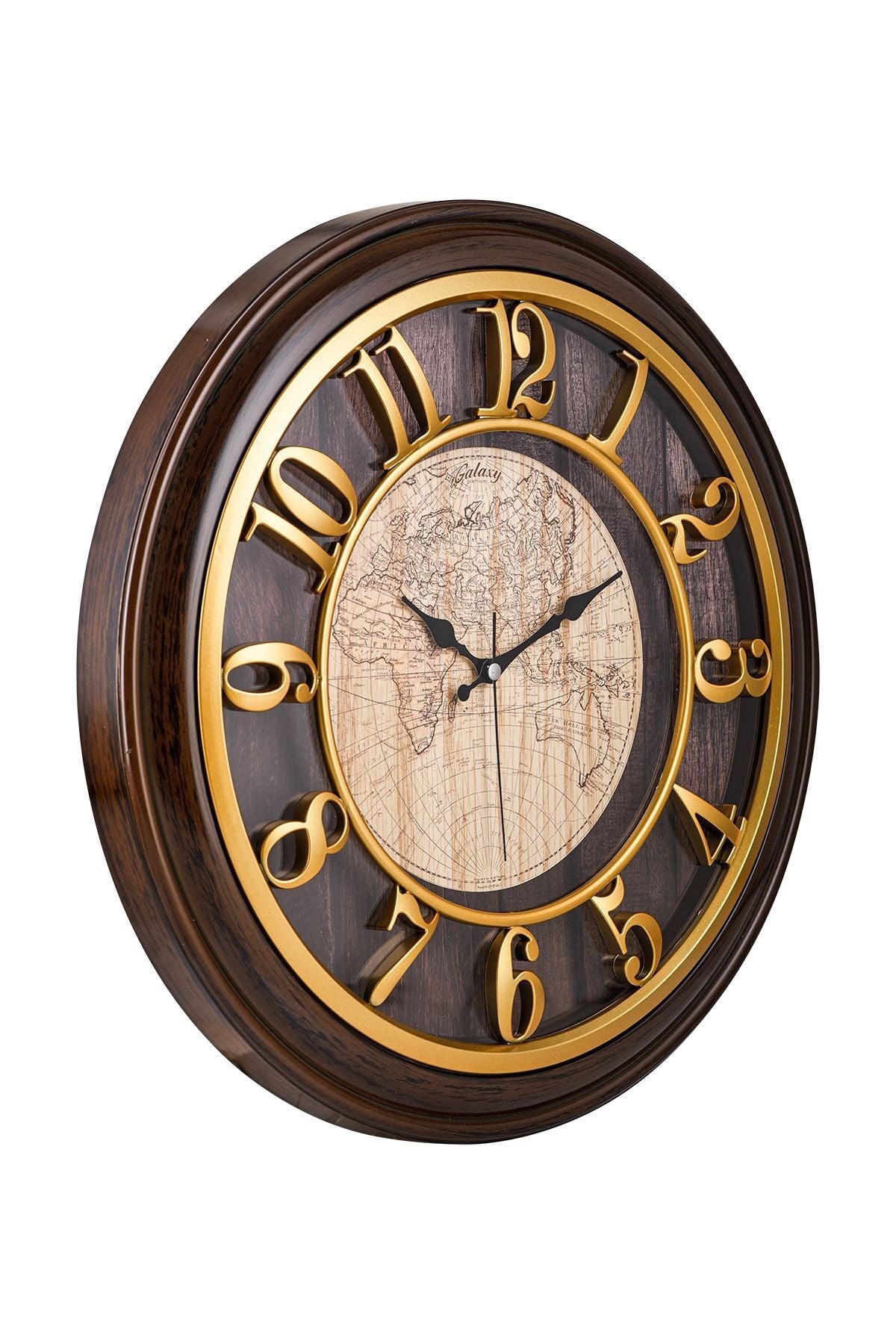 EMORES 46 Cm Wooden-Look 3D Embossed Silent Mechanism Decorative Wall Clock 7