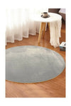 Sarar Round Plain Color Light Gray Plush Non-Slip Gel Base Rug Plush 2