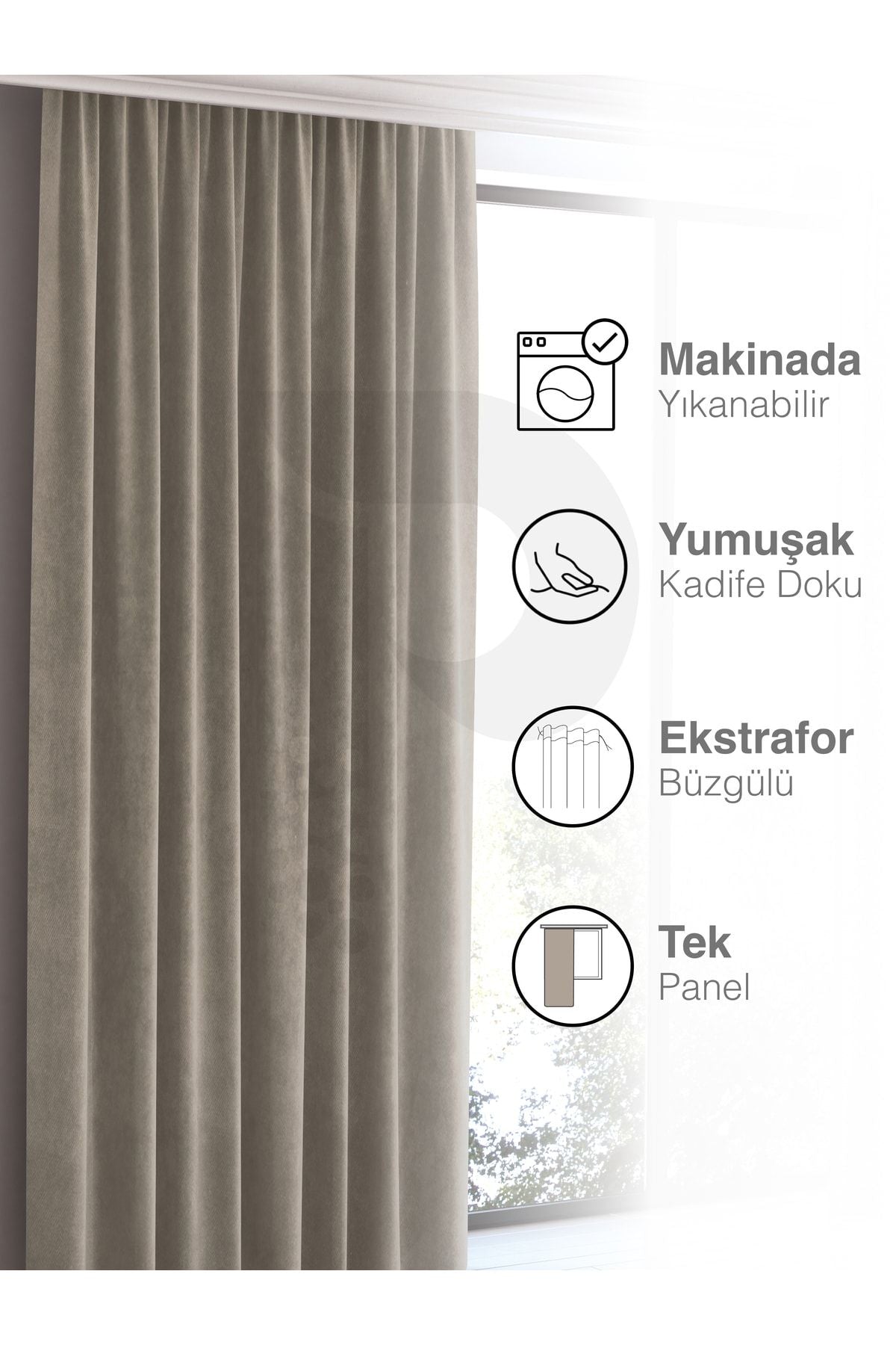 Perle Home Daily Series Stone Color Curtain 4