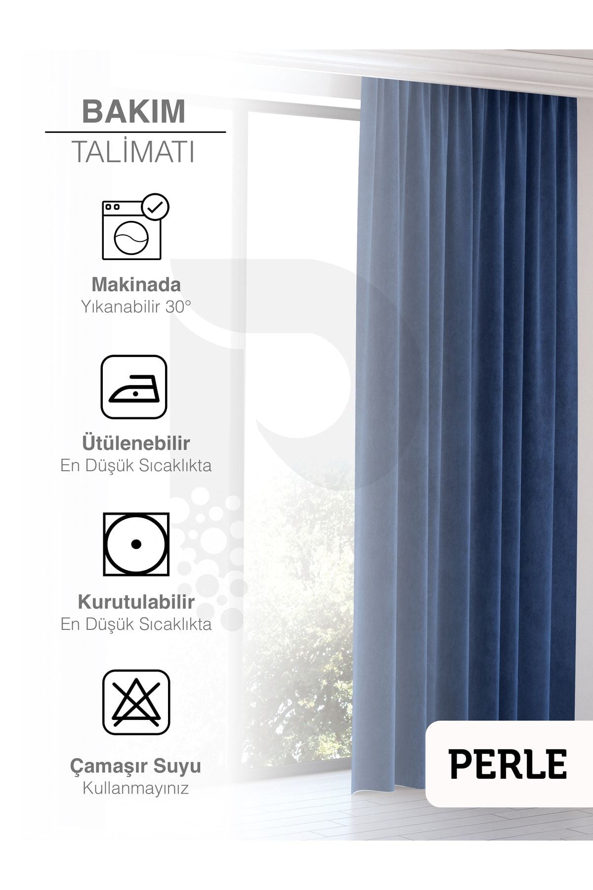 Perle Home Daily Series Sapphire Color Curtain 150x260 5