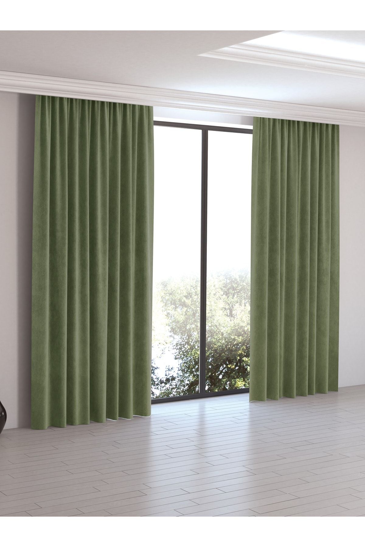 Perle Home Daily Series Olive Leaf Patterned Curtain 1