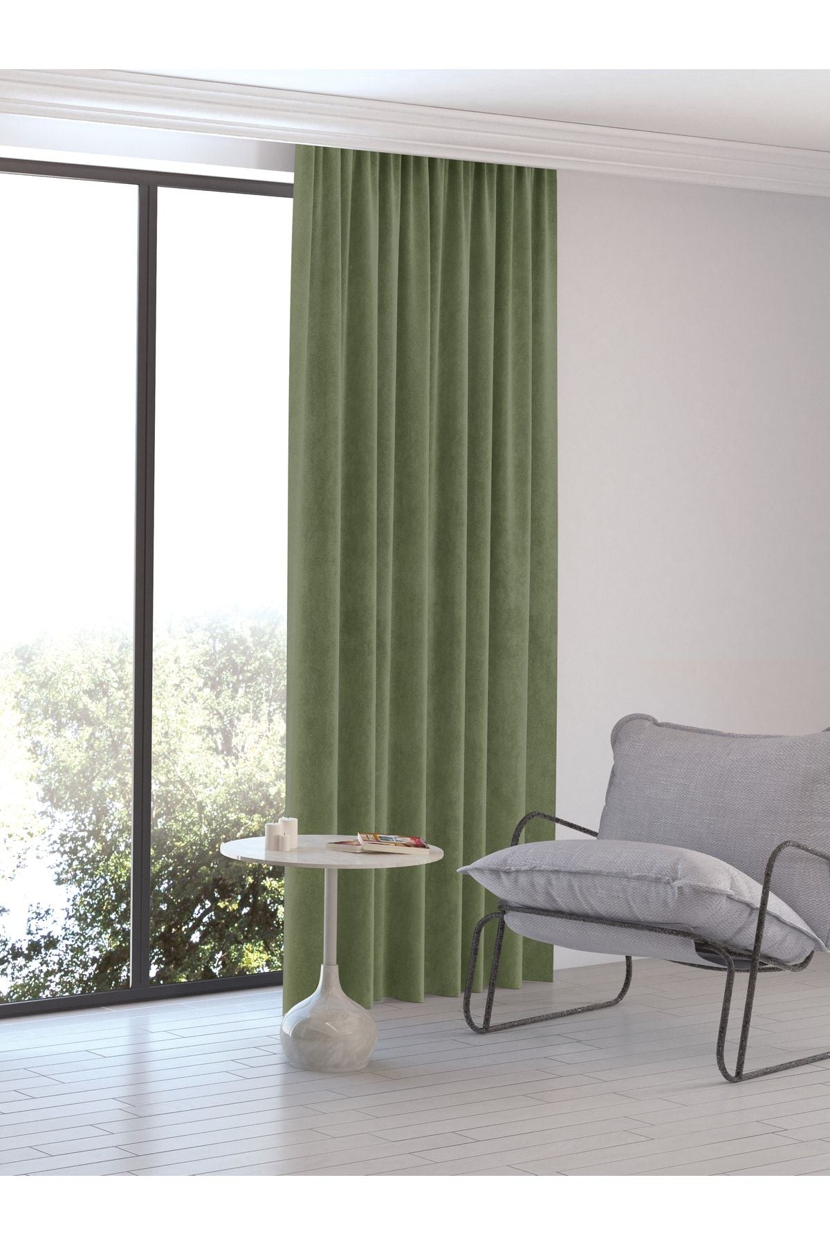 Perle Home Daily Series Olive Leaf Patterned Curtain 3