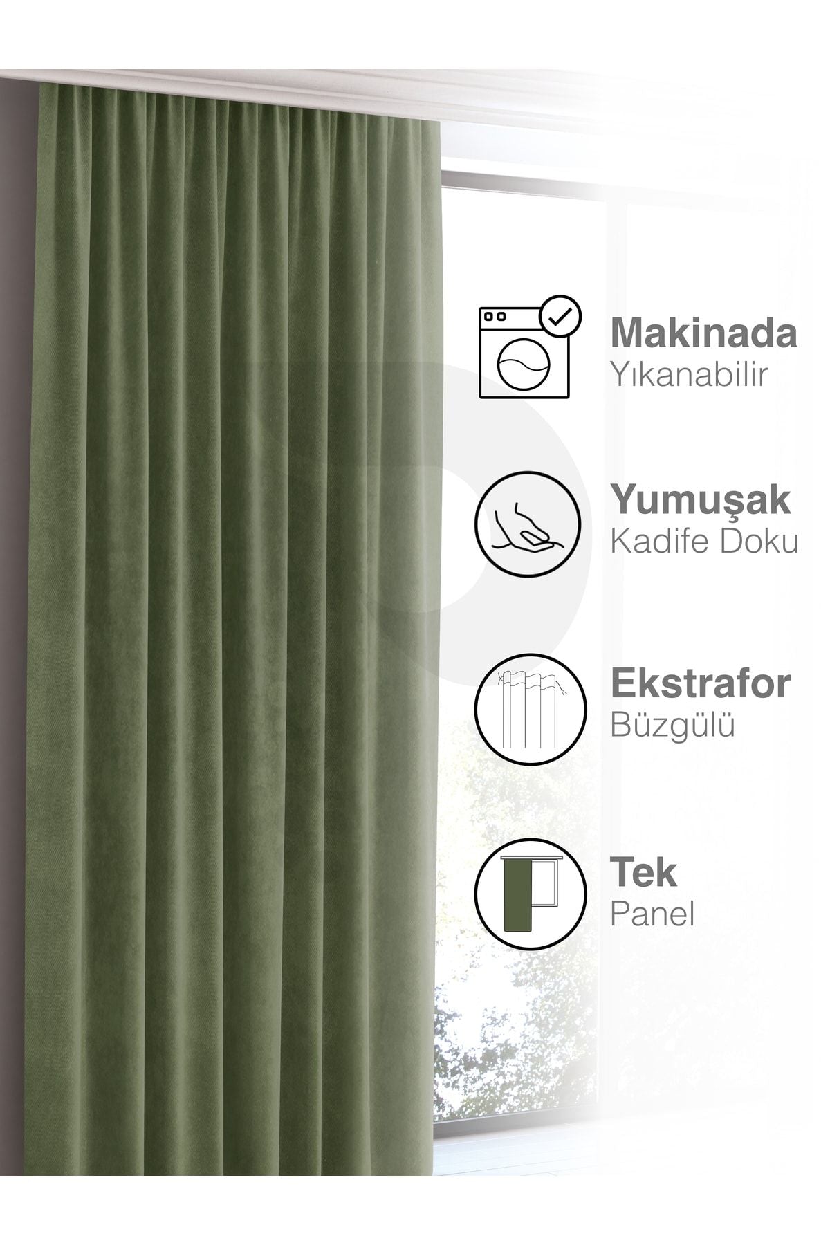 Perle Home Daily Series Olive Leaf Patterned Curtain 4