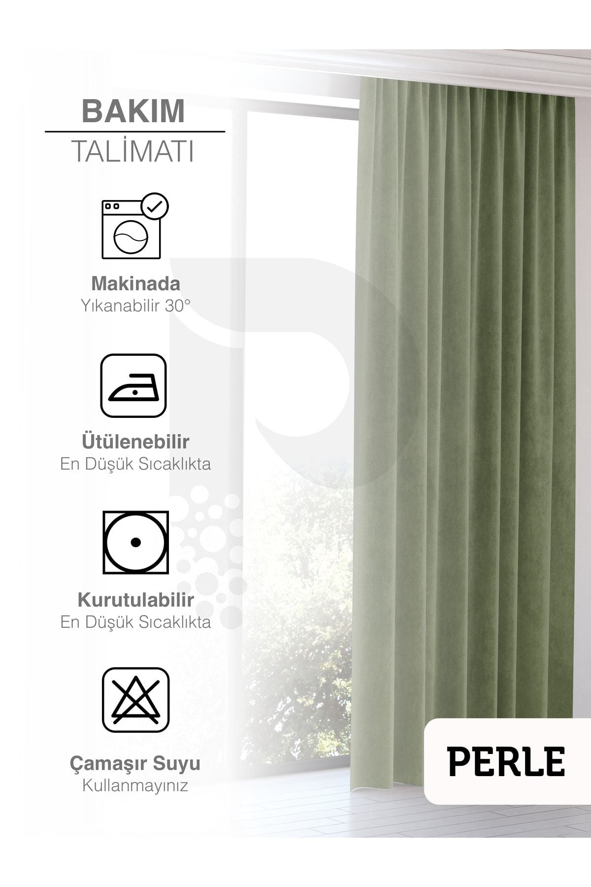 Perle Home Daily Series Olive Leaf Patterned Curtain 5