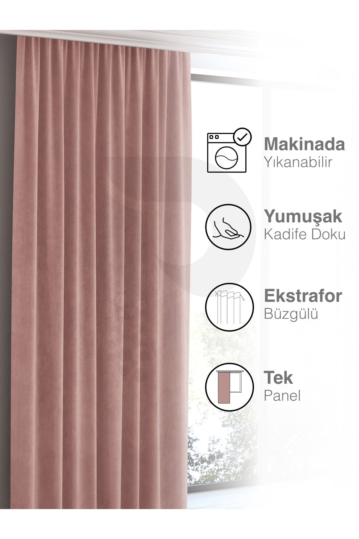 Perle Home Daily Series Buğulu Gül Ada Curtain 4