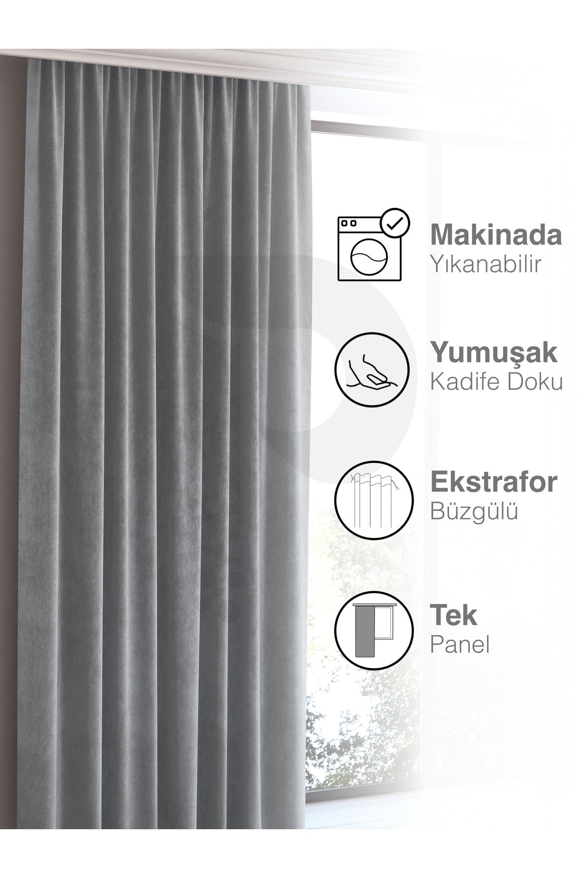 Perle Home Daily Series Light Gray Ada Curtain 4