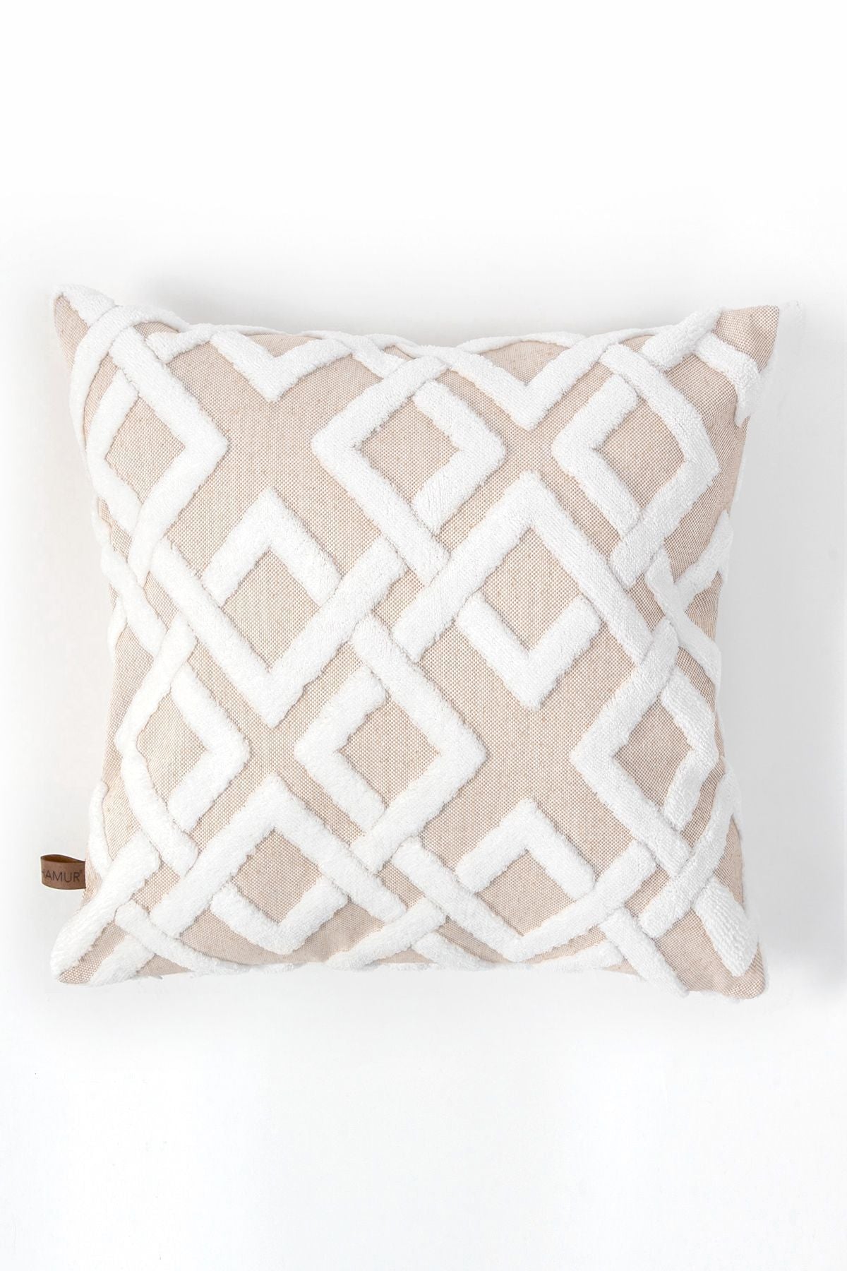 HAMUR Boho Special Design Punch Pattern Decorative Pillow Cover Mila Beige 2