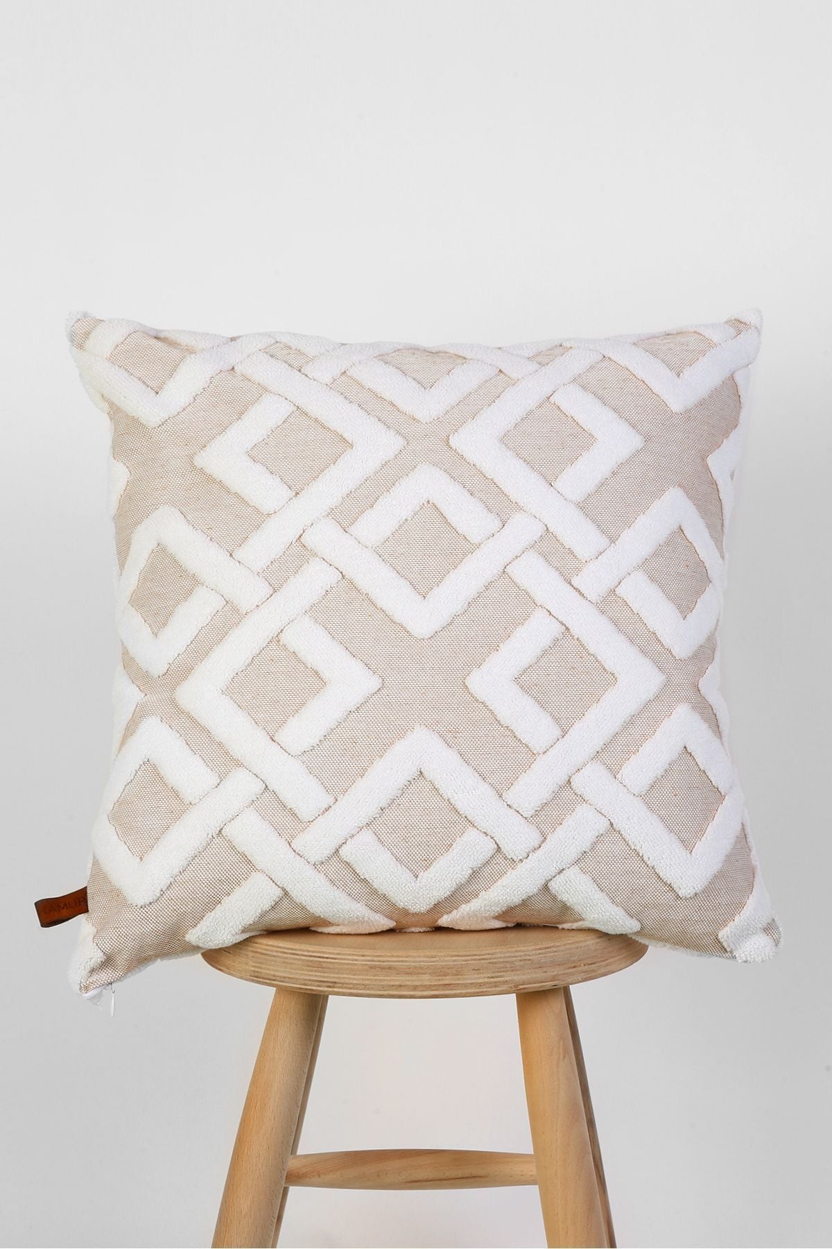 HAMUR Boho Special Design Punch Pattern Decorative Pillow Cover Mila Beige 5