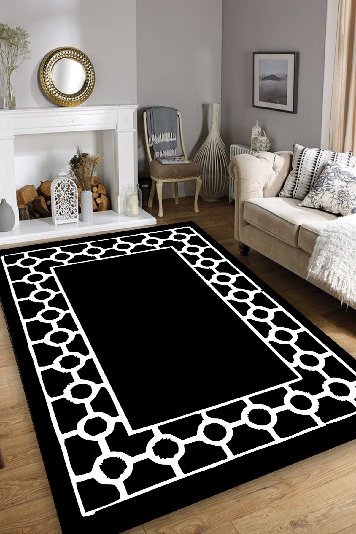 Hall Carpet (80 x 150) Bague Black Black
White 882CHL3797 1