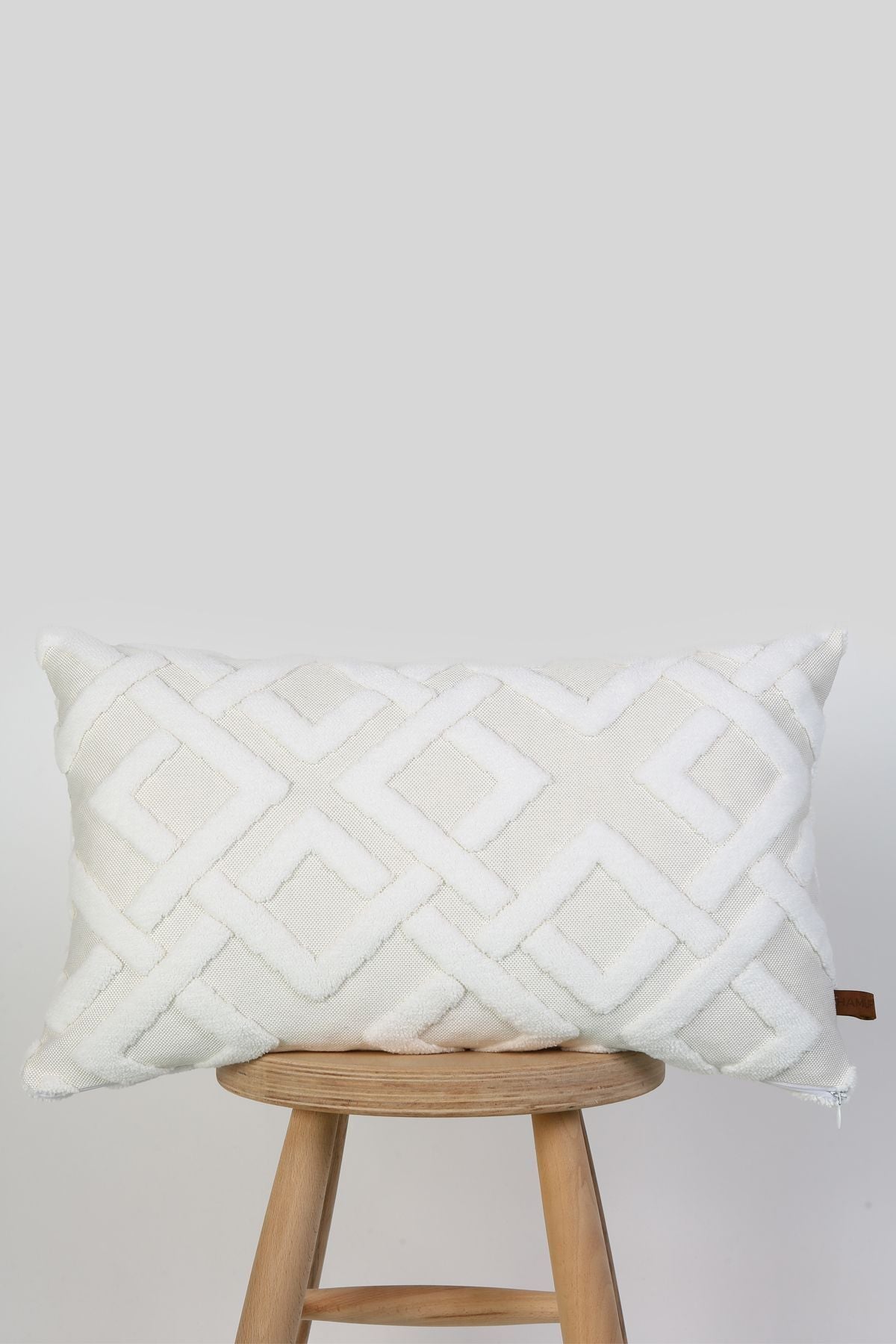 HAMUR Bohem Special Design Punch Pattern Decorative Rectangular Pillow Cover Mila Ecru 4