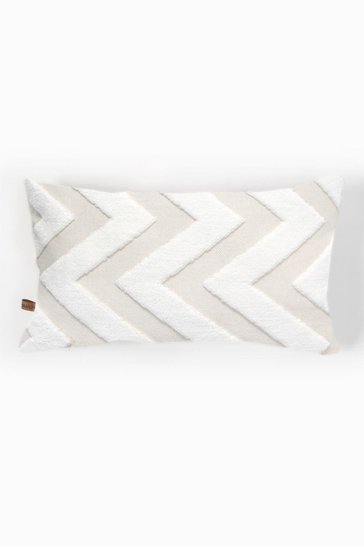 HAMUR Bohem Special Design Punch Pattern Decorative Rectangular Pillow Cover Line Ecru 3