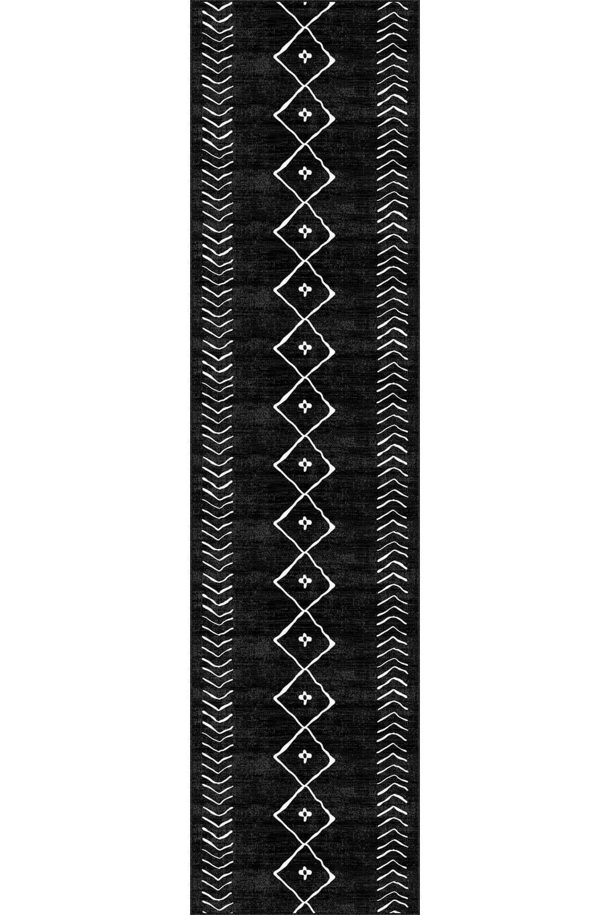 Viva Home Non-Slip Base Runner Rug Morocco Black Ar315 2