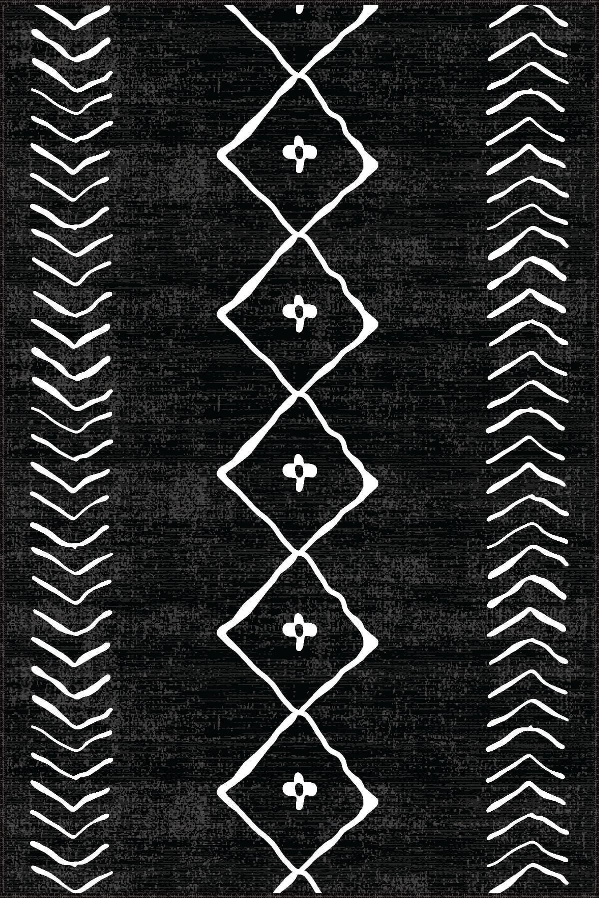 Viva Home Non-Slip Base Runner Rug Morocco Black Ar315 3