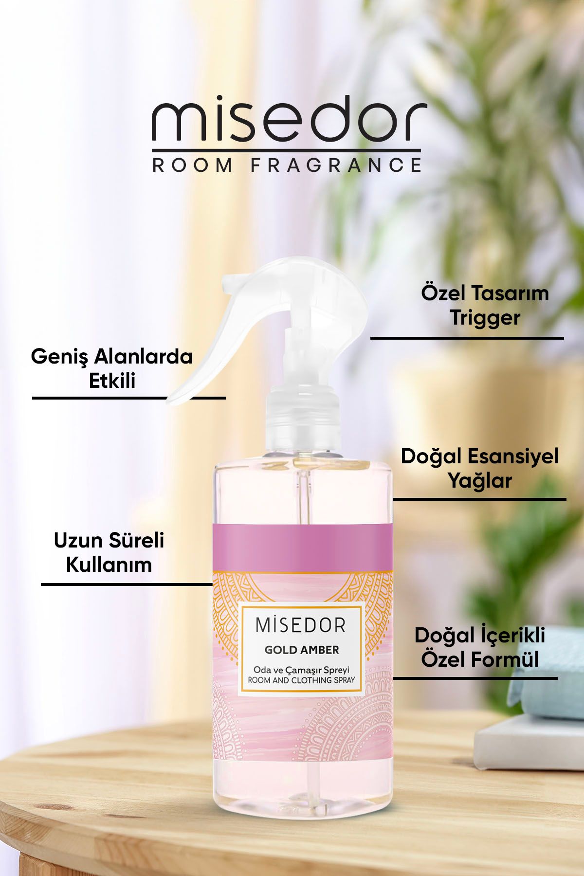 Misedor Gold Amber Room Fragrance And Laundry Perfume 330 Ml 5