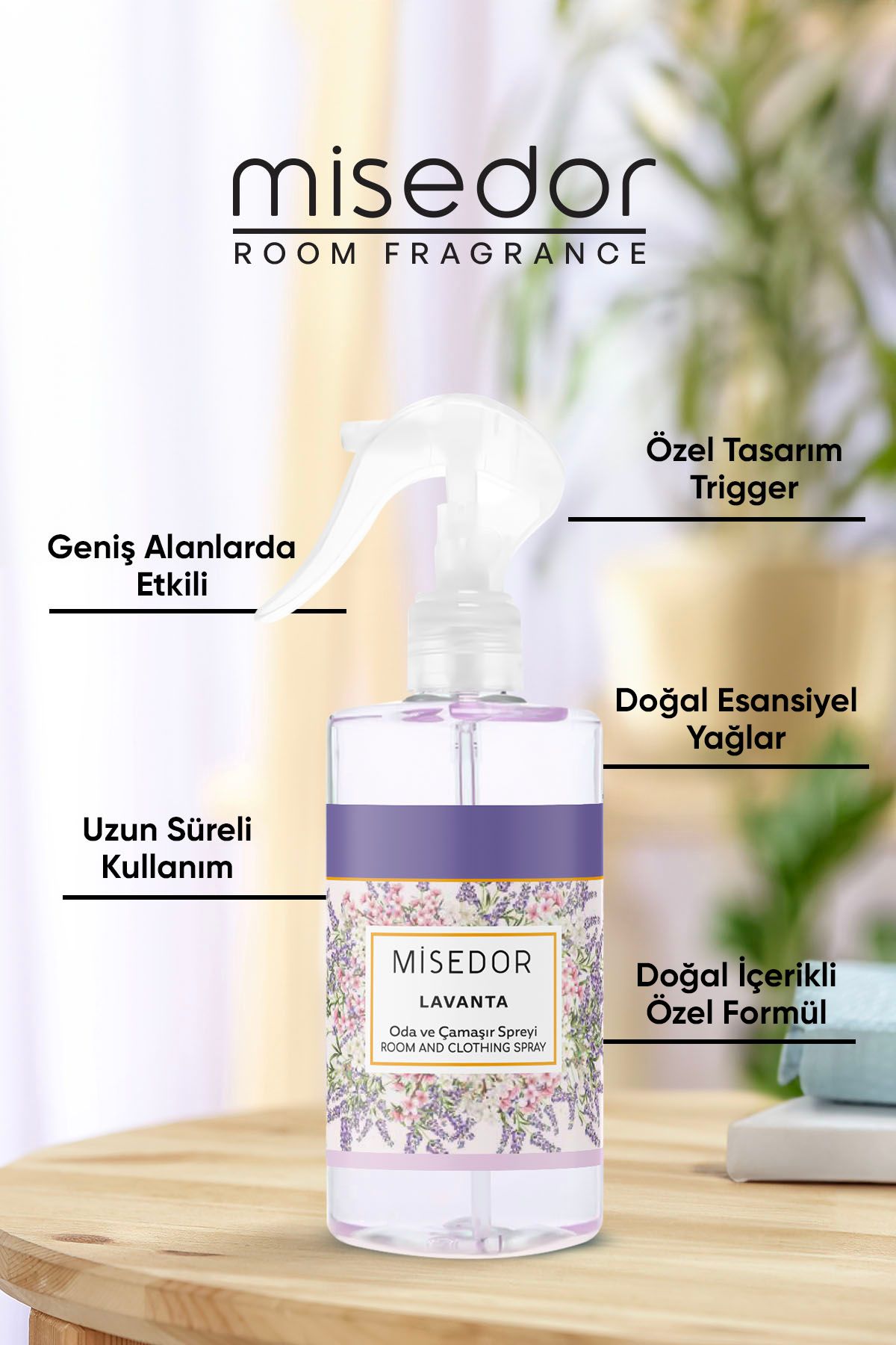 Misedor Lavender Room and Laundry Perfume 330 ml 6