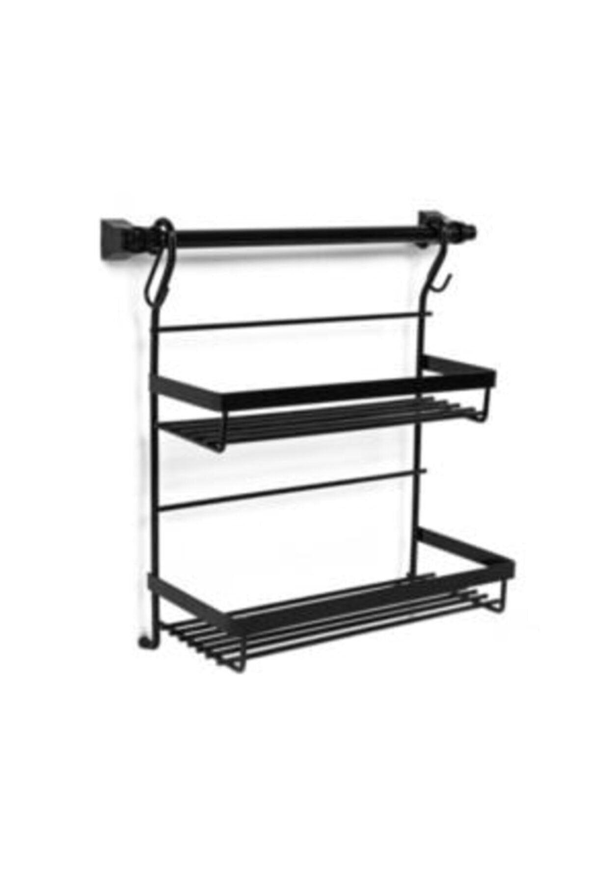 Akın Lux Dual Kitchen Shelf - Black, Spice Rack Stainless Steel 1