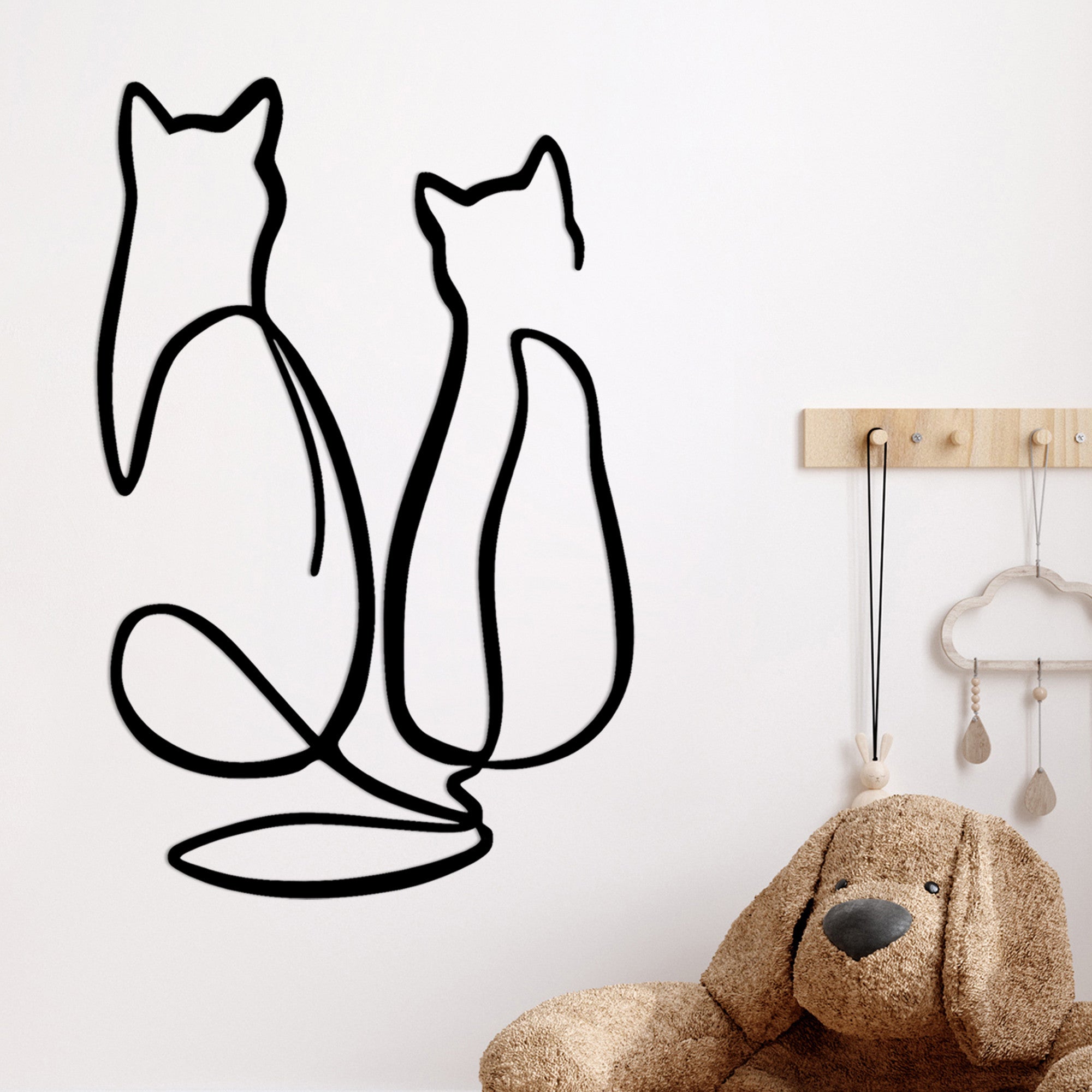 Decorative Metal Wall Accessory Couple Cat Love Black 891TNL1980 2