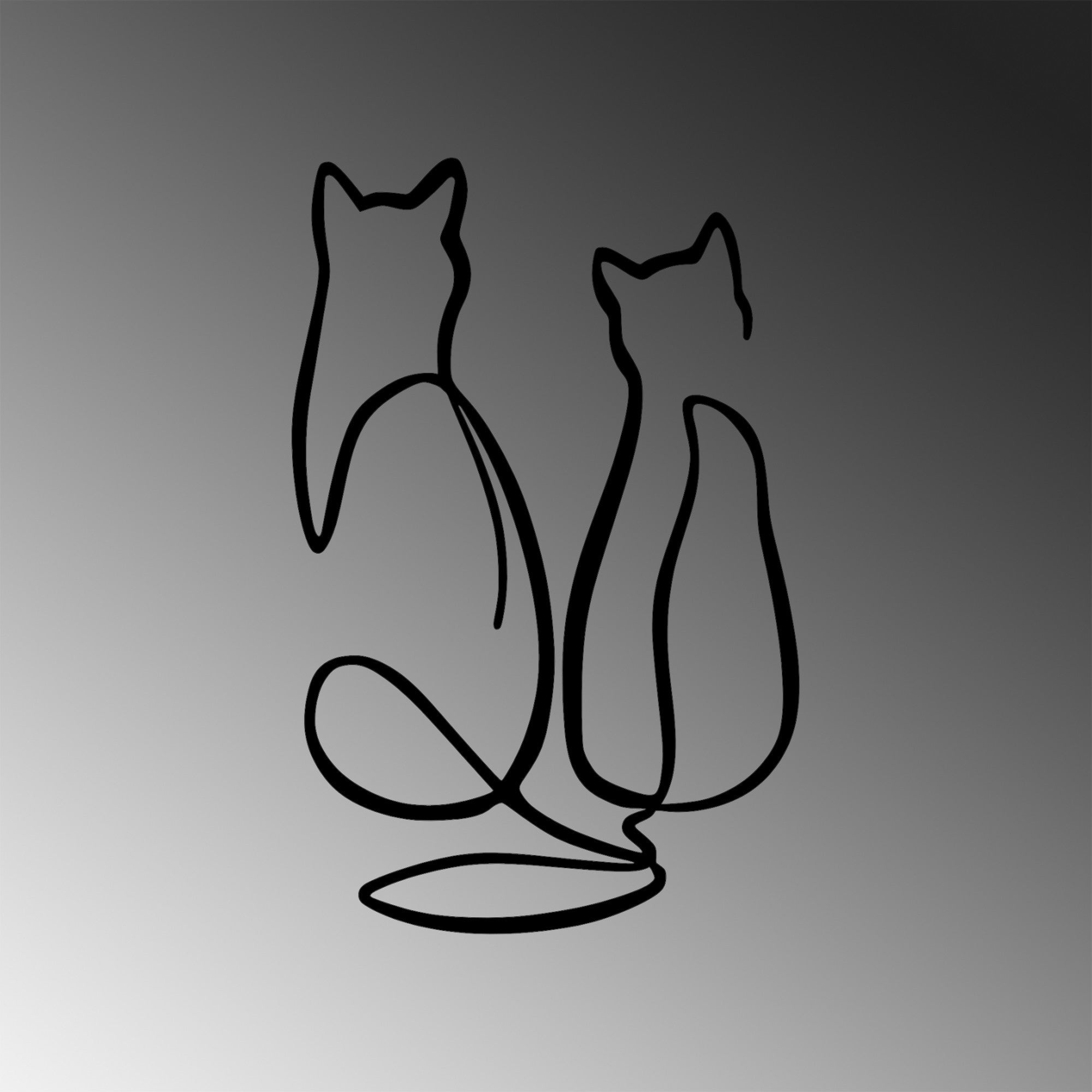 Decorative Metal Wall Accessory Couple Cat Love Black 891TNL1980 5