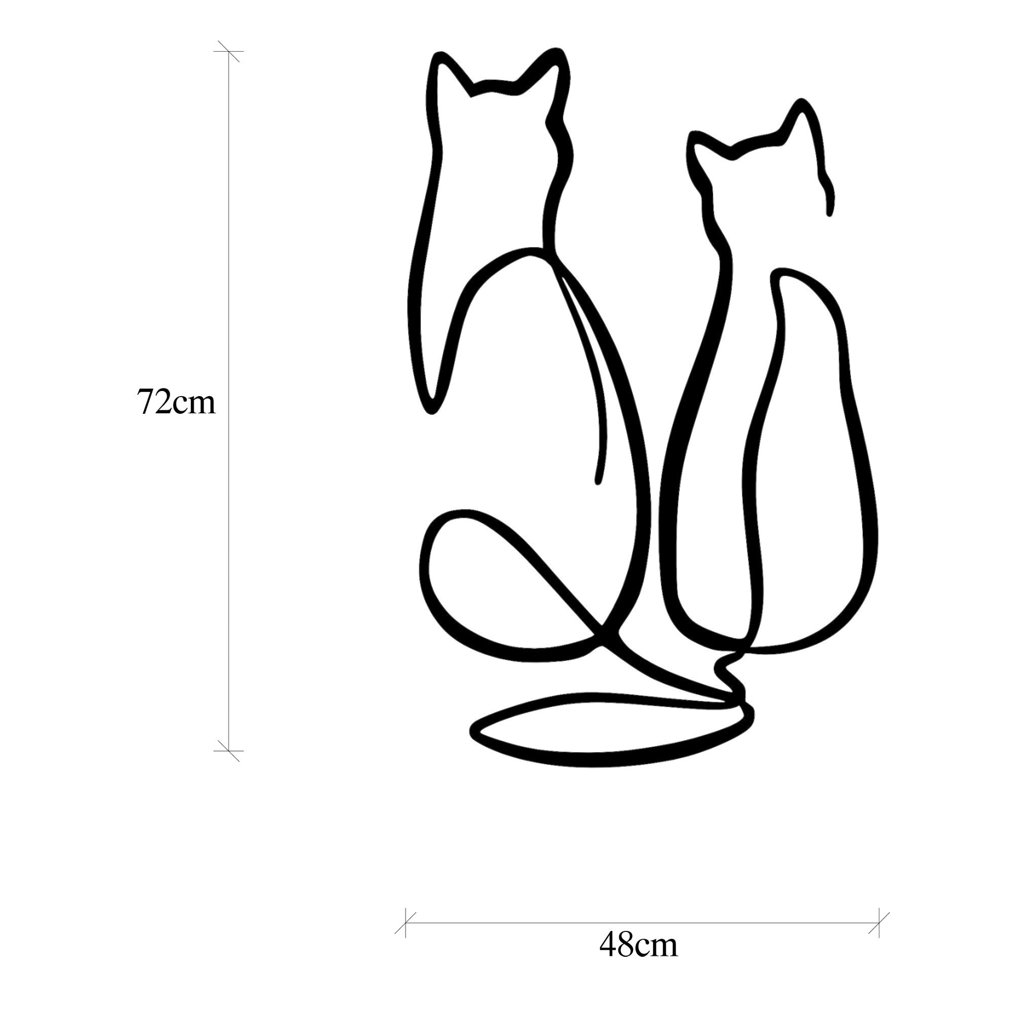 Decorative Metal Wall Accessory Couple Cat Love Black 891TNL1980 6