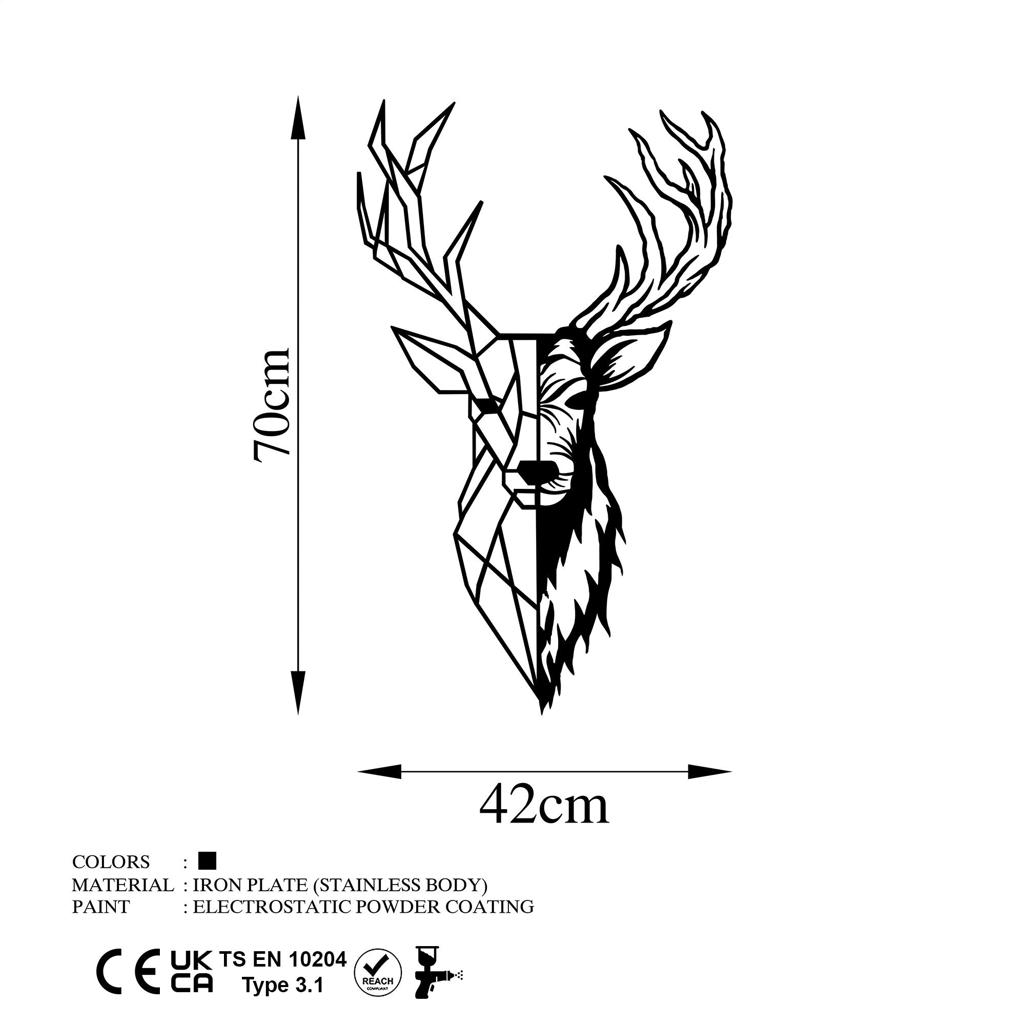 Decorative Metal Wall Accessory Red Deer 2 Black 891TNL2355 6