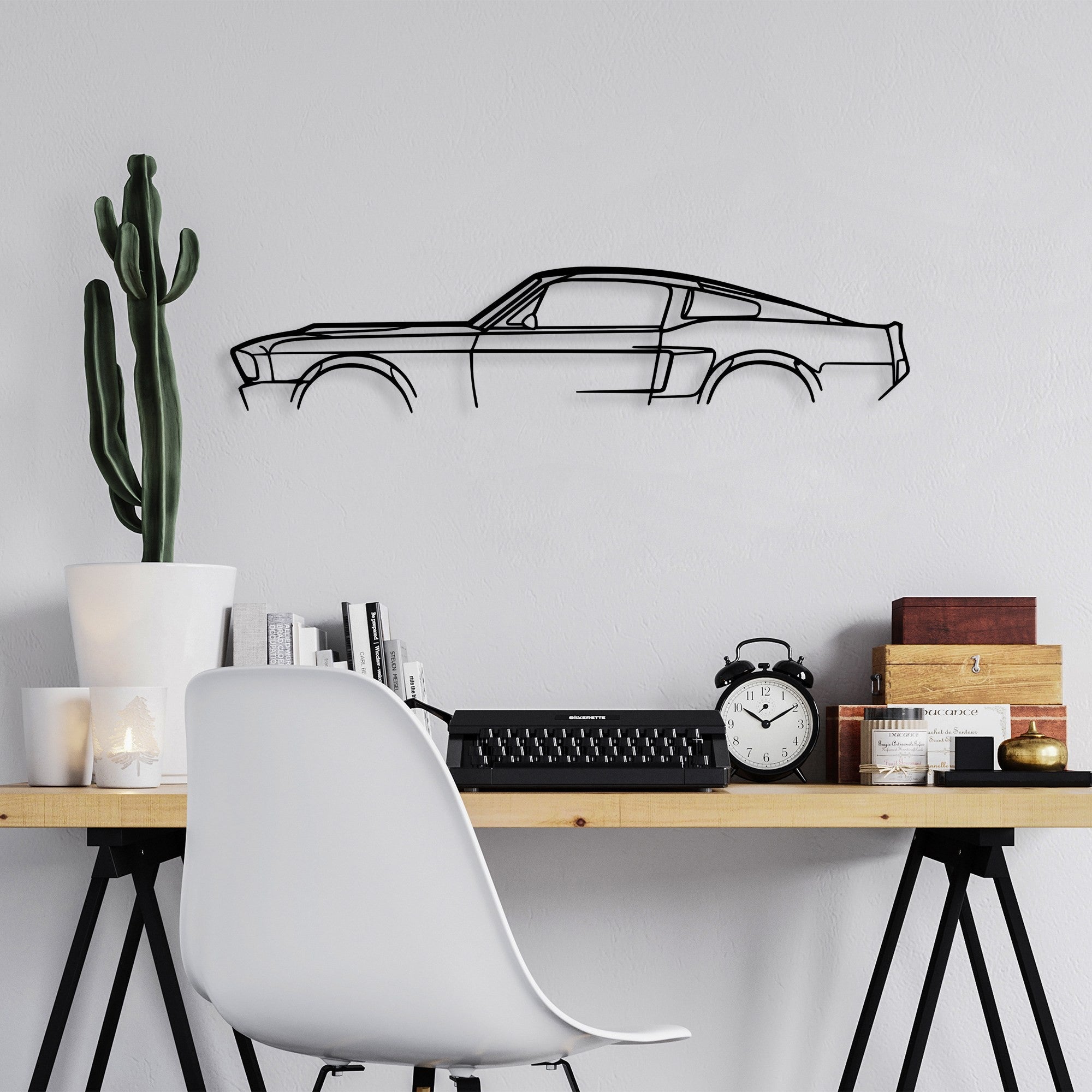 Decorative Metal Wall Accessory 1967 Ford Mustang Shelby GT500 Silhouette Black 891TNL2366 2