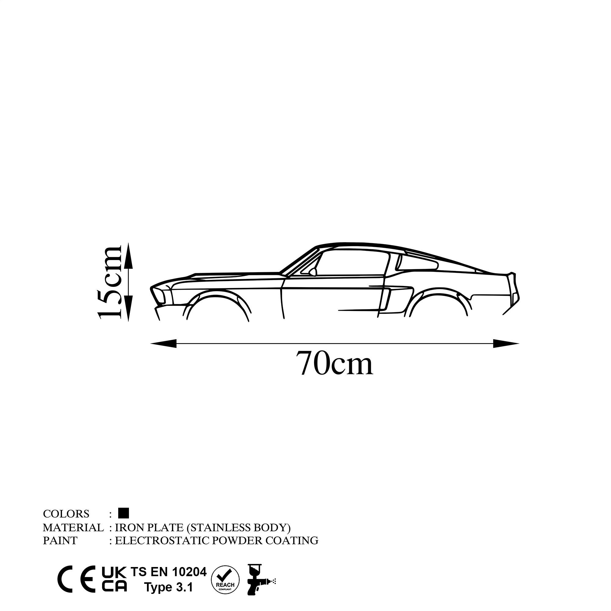 Decorative Metal Wall Accessory 1967 Ford Mustang Shelby GT500 Silhouette Black 891TNL2366 6