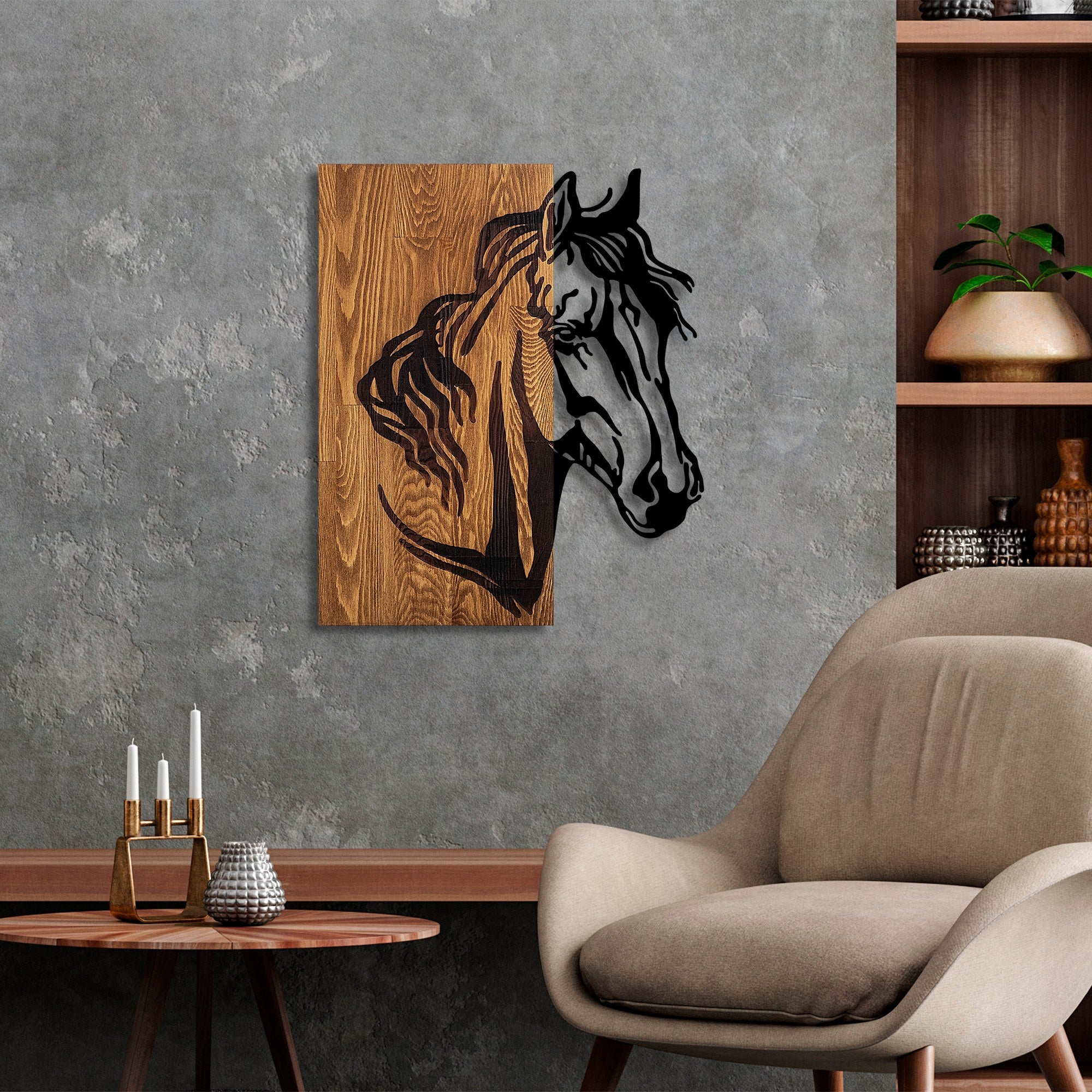 Decorative Wooden Wall Accessory Horse 1 Walnut
Black 891TNL2371 2