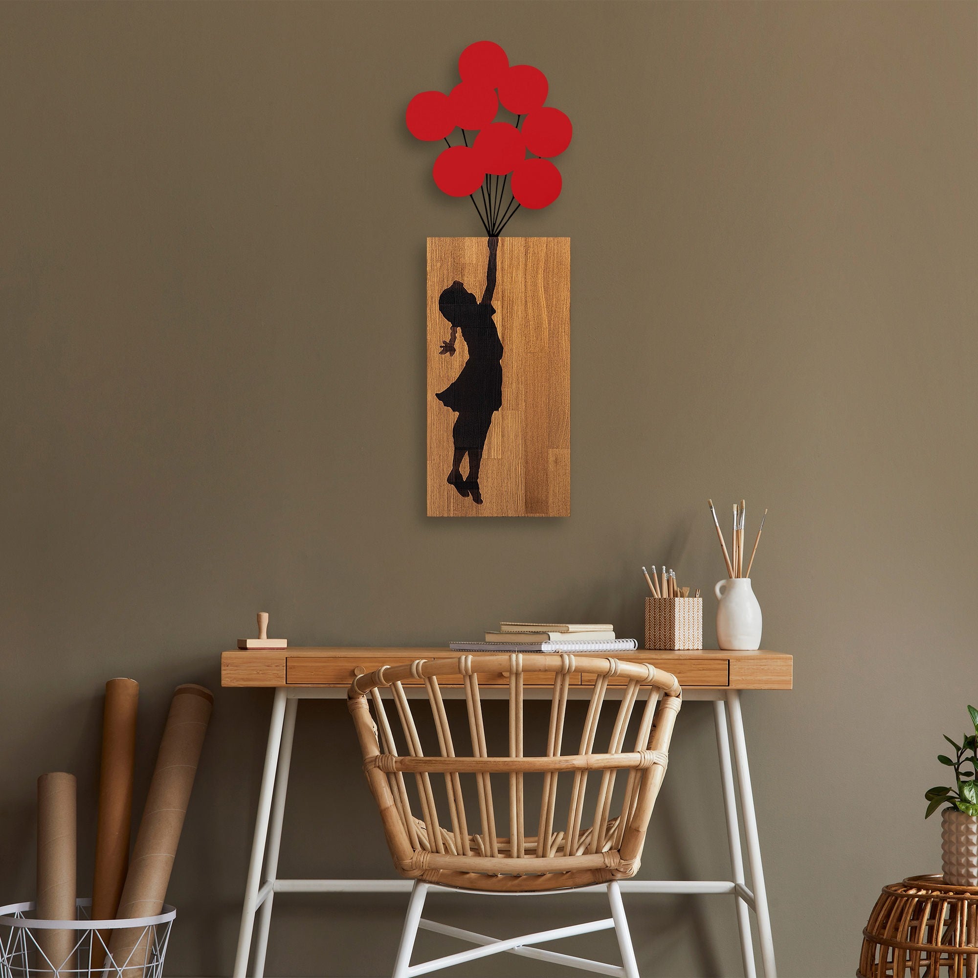 Decorative Wooden Wall Accessory Banksy - 17 Walnut
Black 891TNL3150 4