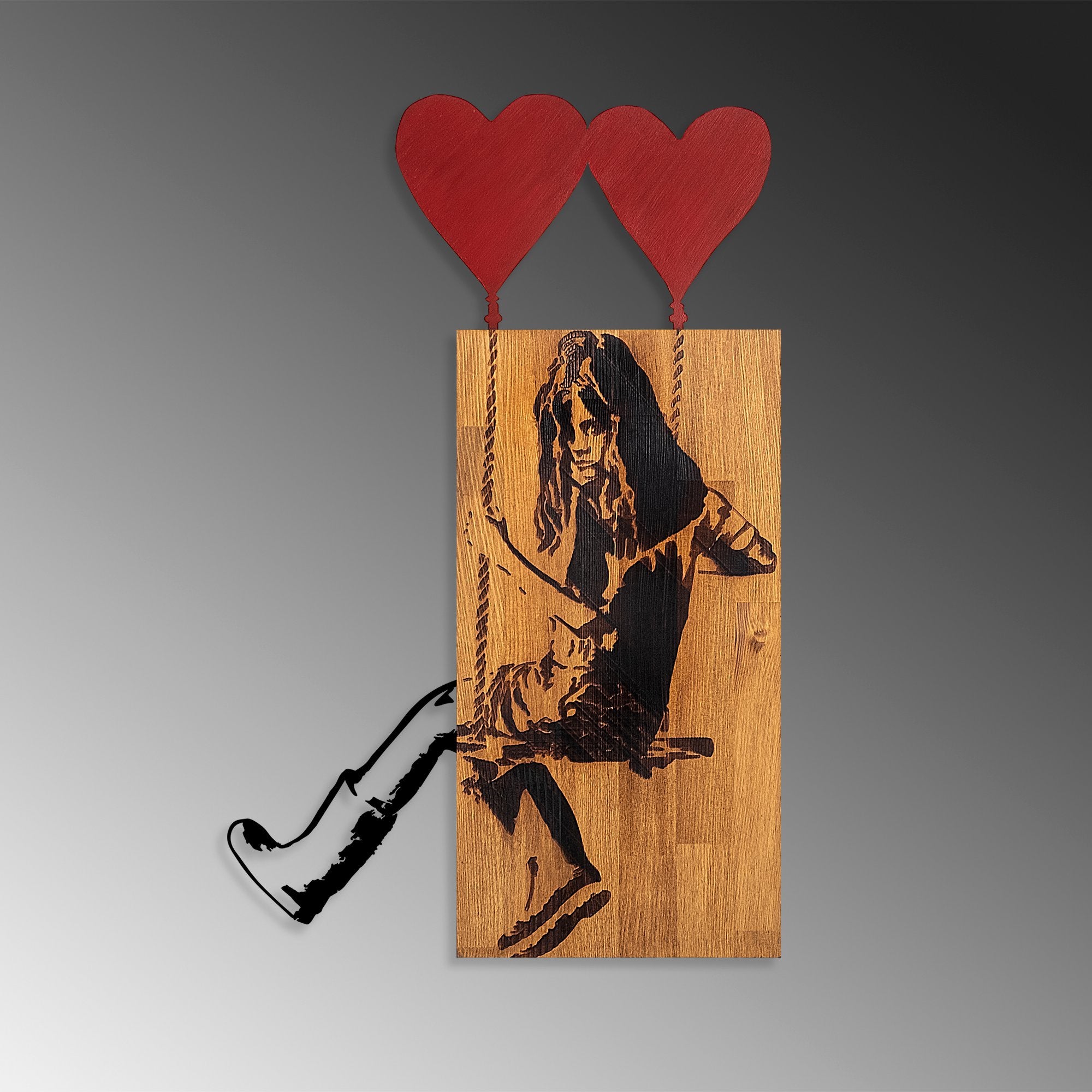 Decorative Wooden Wall Accessory Banksy - 18 Walnut
Black 891TNL3151 5