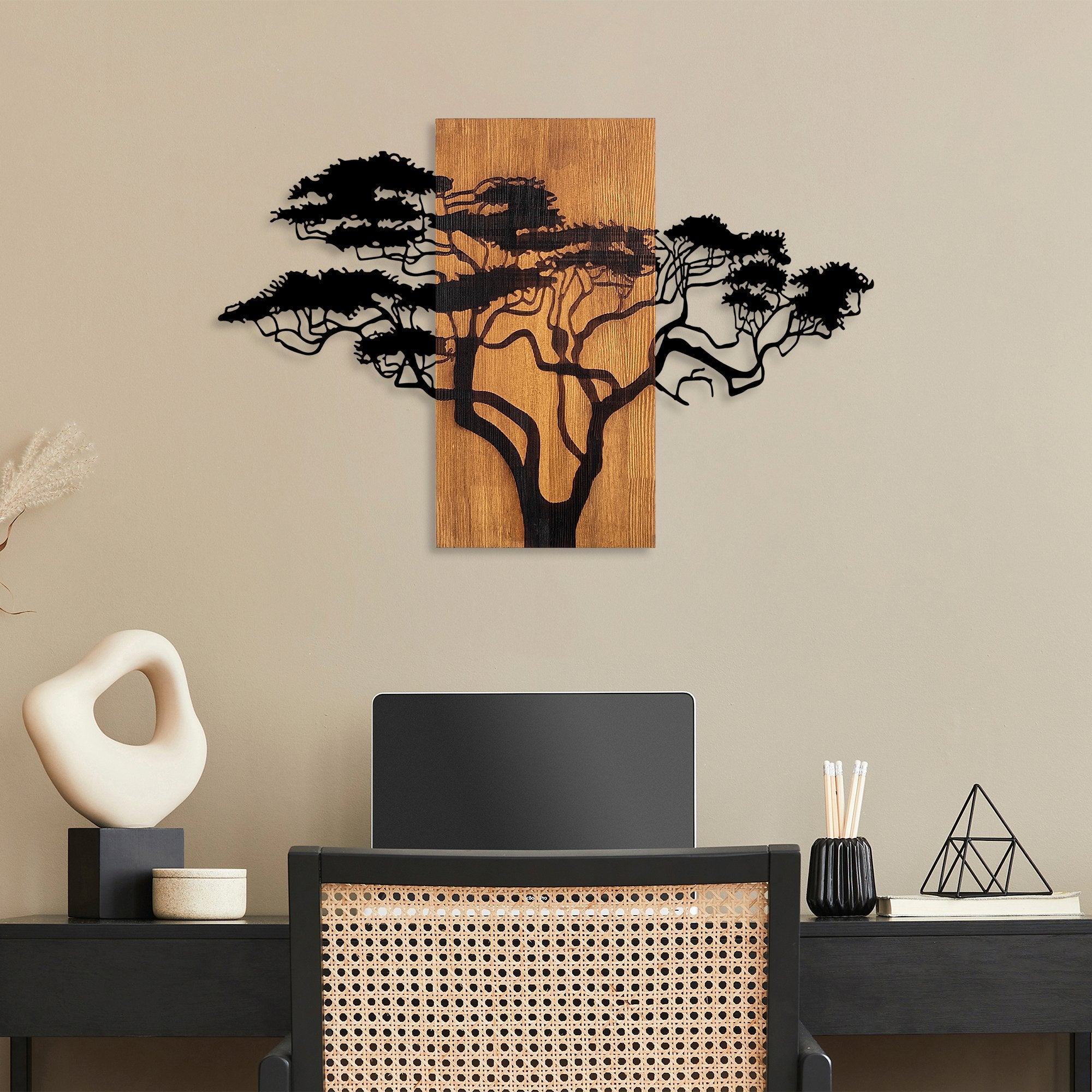 Decorative Wooden Wall Accessory Acacia Tree - 387 Walnut
Black 891TNL3152 2