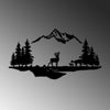 Decorative Metal Wall Accessory Deer And Landscape - 1 Black 891TNL3167 4