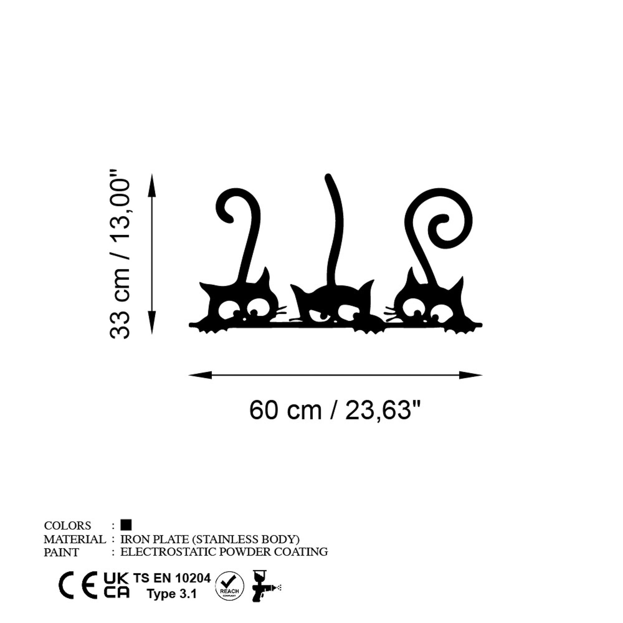 Decorative Metal Wall Accessory Cat 5 Black 891TNL3526 6