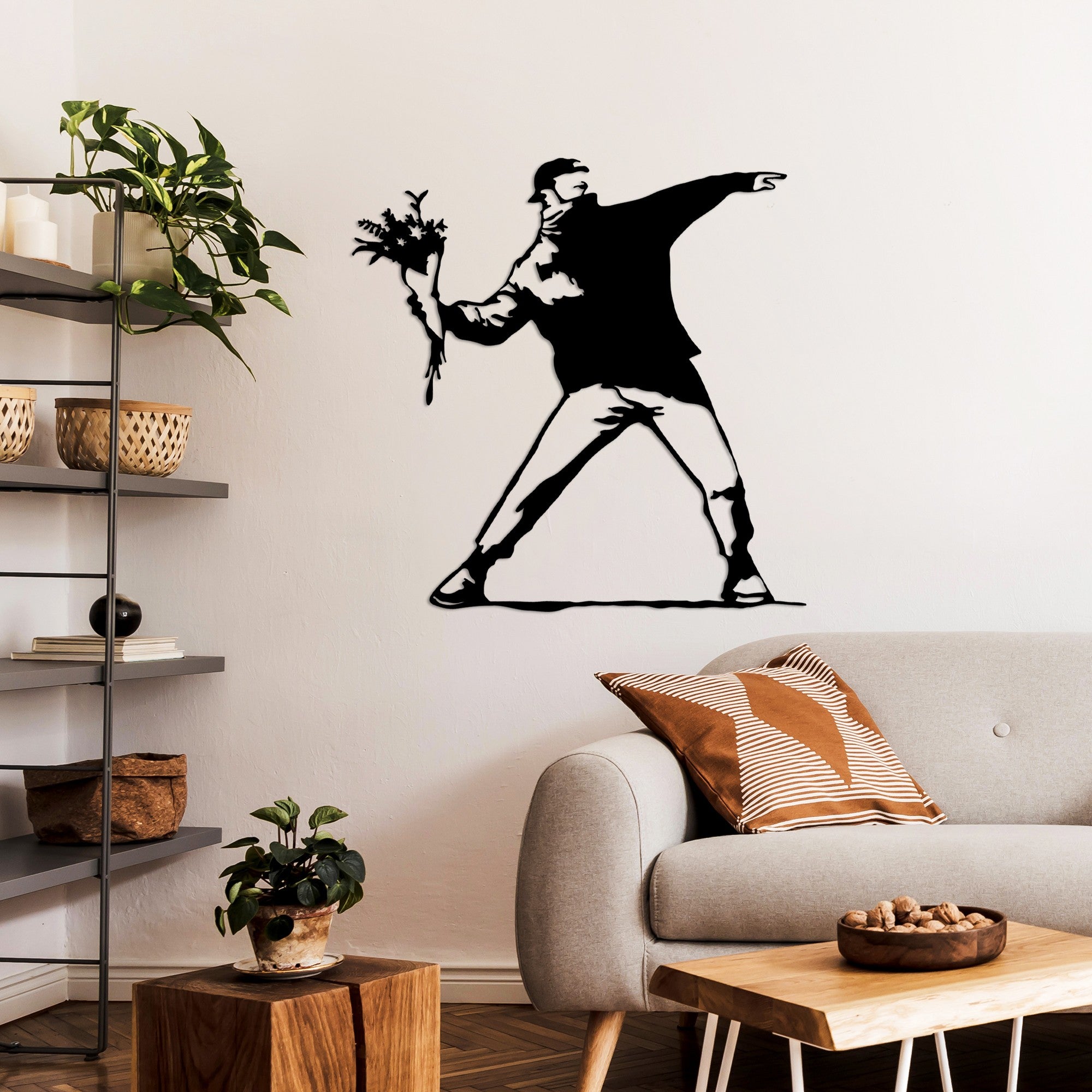 Decorative Metal Wall Accessory Banksy Metal 01 Black 891TNL3589 1