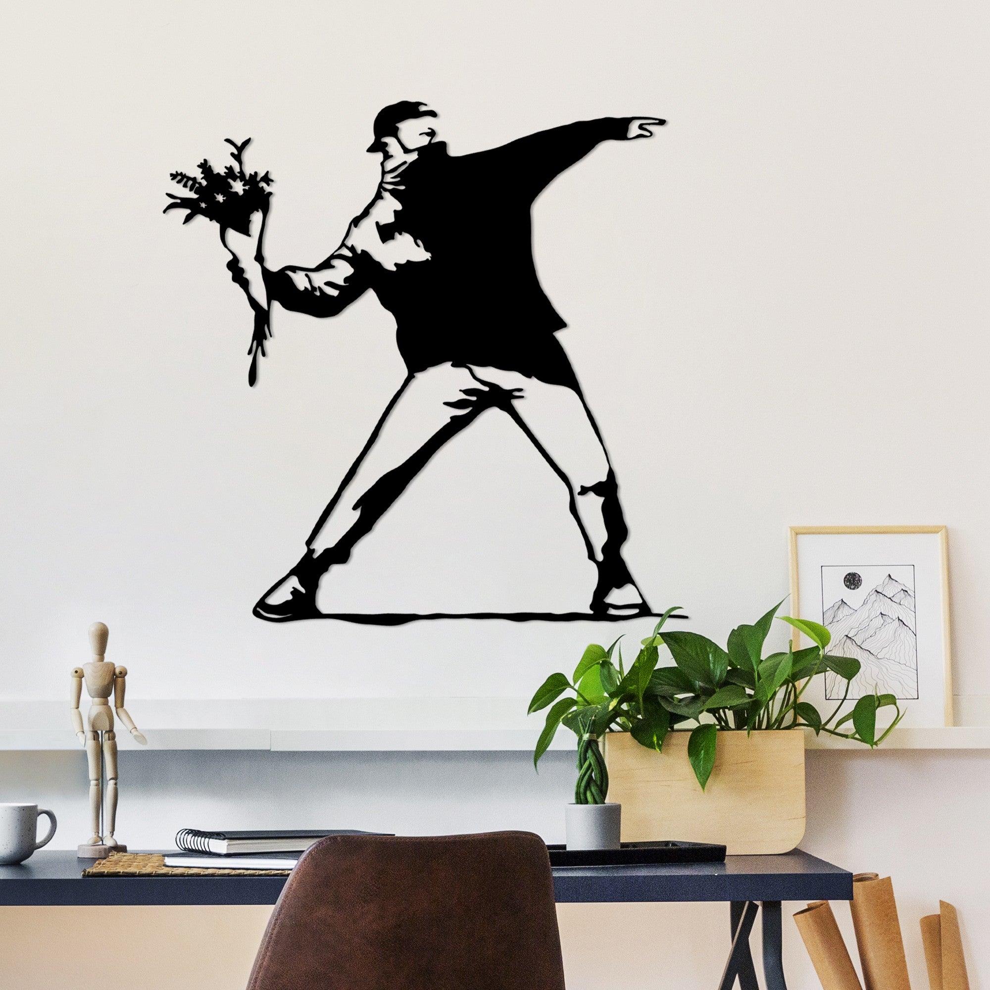 Decorative Metal Wall Accessory Banksy Metal 01 Black 891TNL3589 2