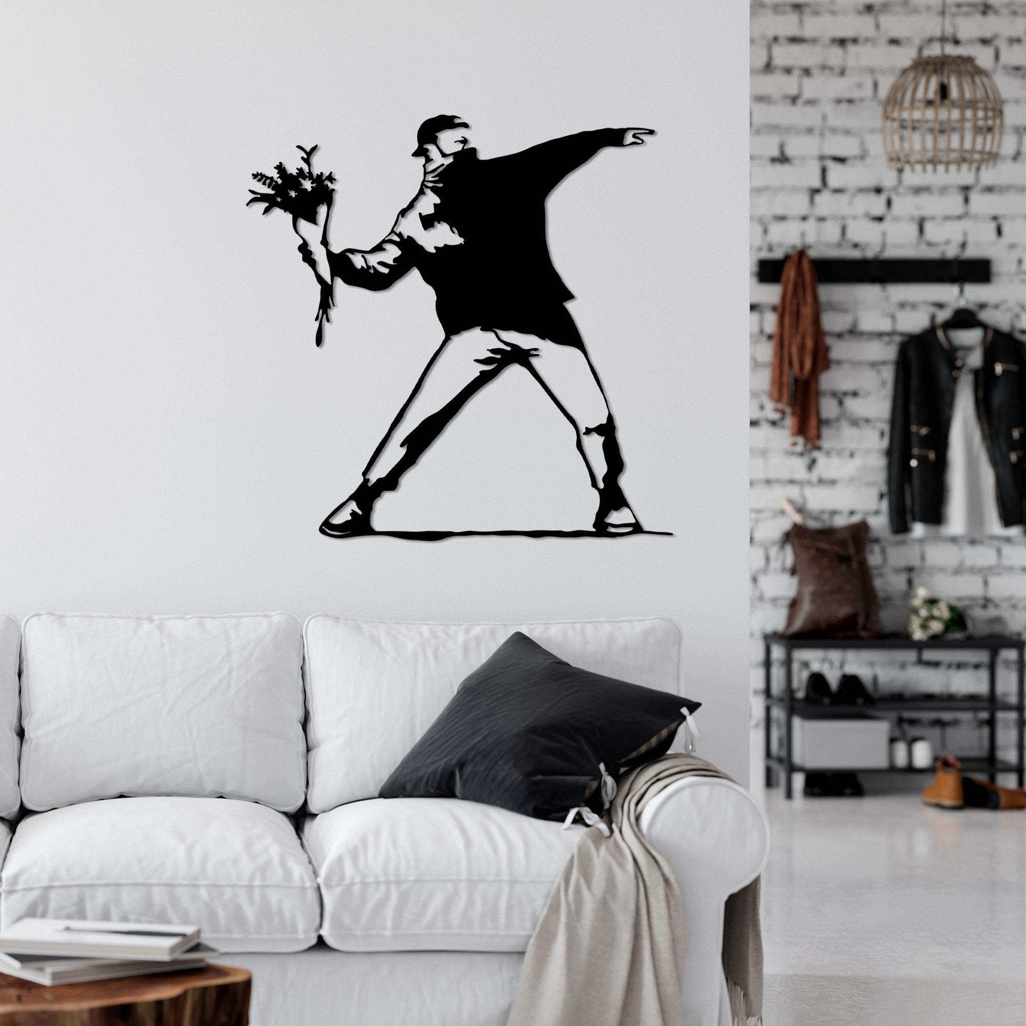 Decorative Metal Wall Accessory Banksy Metal 01 Black 891TNL3589 3