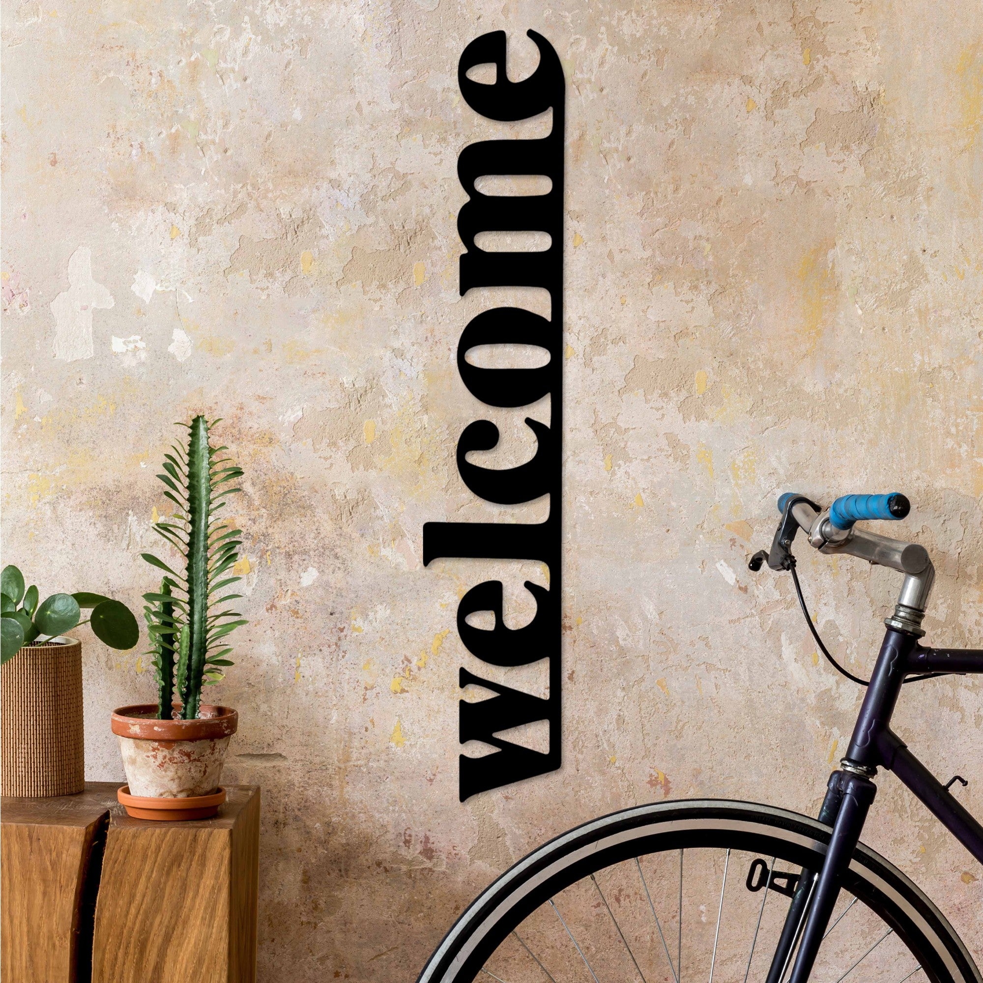 Decorative Metal Wall Accessory Welcome-5 Black 891TNL3598 1