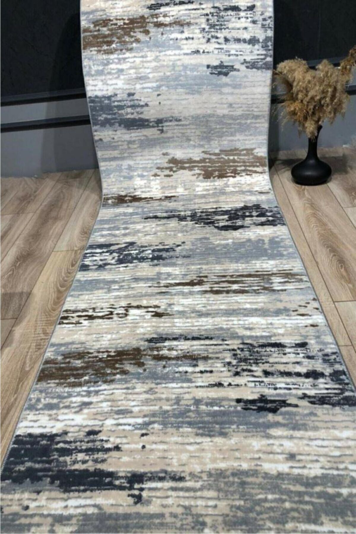 Sarar Jel Non-Slip Washable Soft Surface Rug Runner As-015 Grey 1