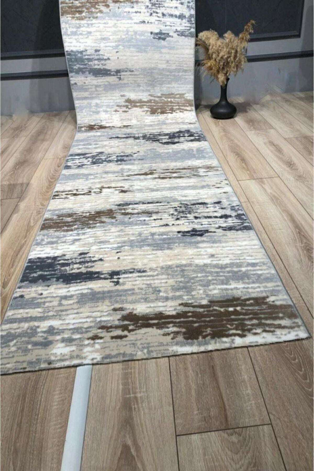 Sarar Jel Non-Slip Washable Soft Surface Rug Runner As-015 Grey 2