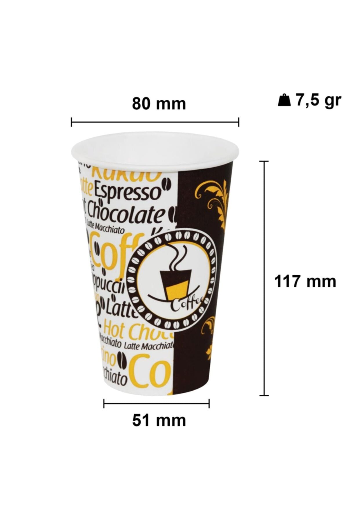 Aygün Cup 12 Oz Black Lid Paper Cup Latte Coffee Paper Cup 300 ml - Pack of 100 2