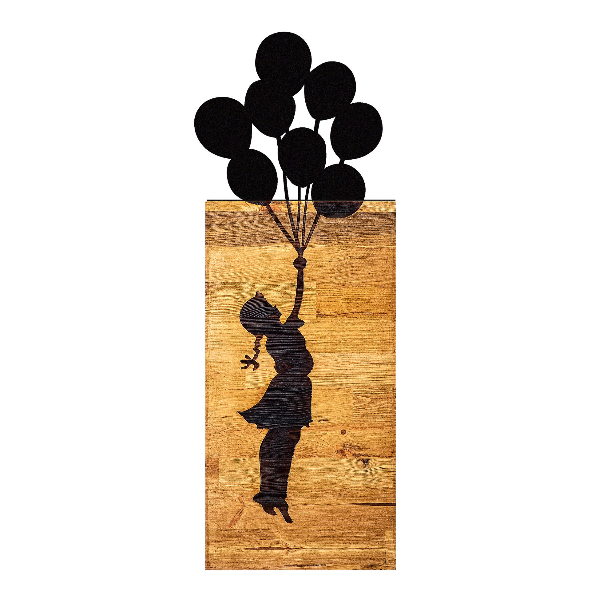 Decorative Wooden Wall Accessory Chıld And Balloons Black 899SKL2156 5