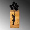 Decorative Wooden Wall Accessory Chıld And Balloons Black 899SKL2156 6