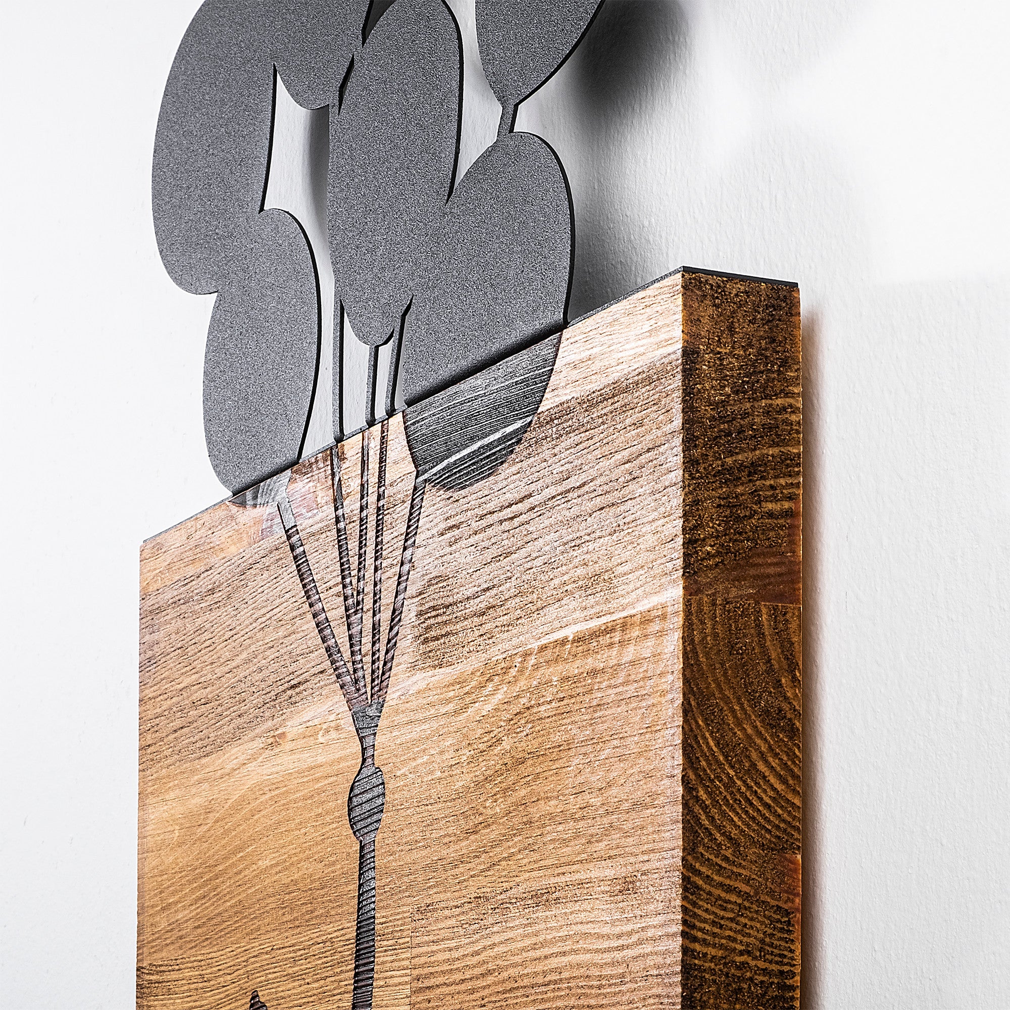 Decorative Wooden Wall Accessory Chıld And Balloons Black 899SKL2156 7