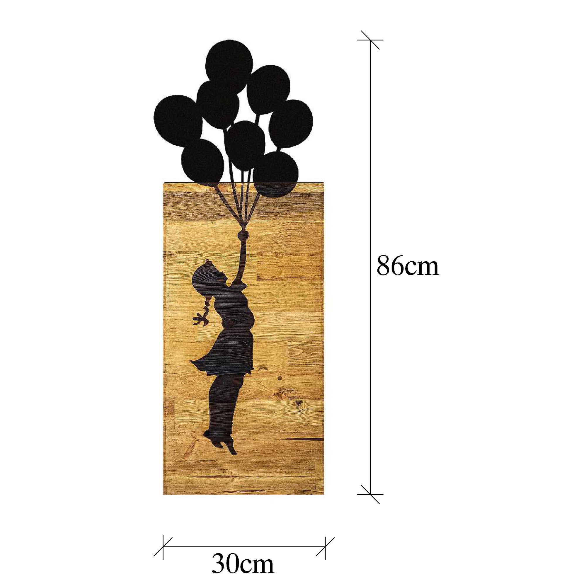 Decorative Wooden Wall Accessory Chıld And Balloons Black 899SKL2156 9