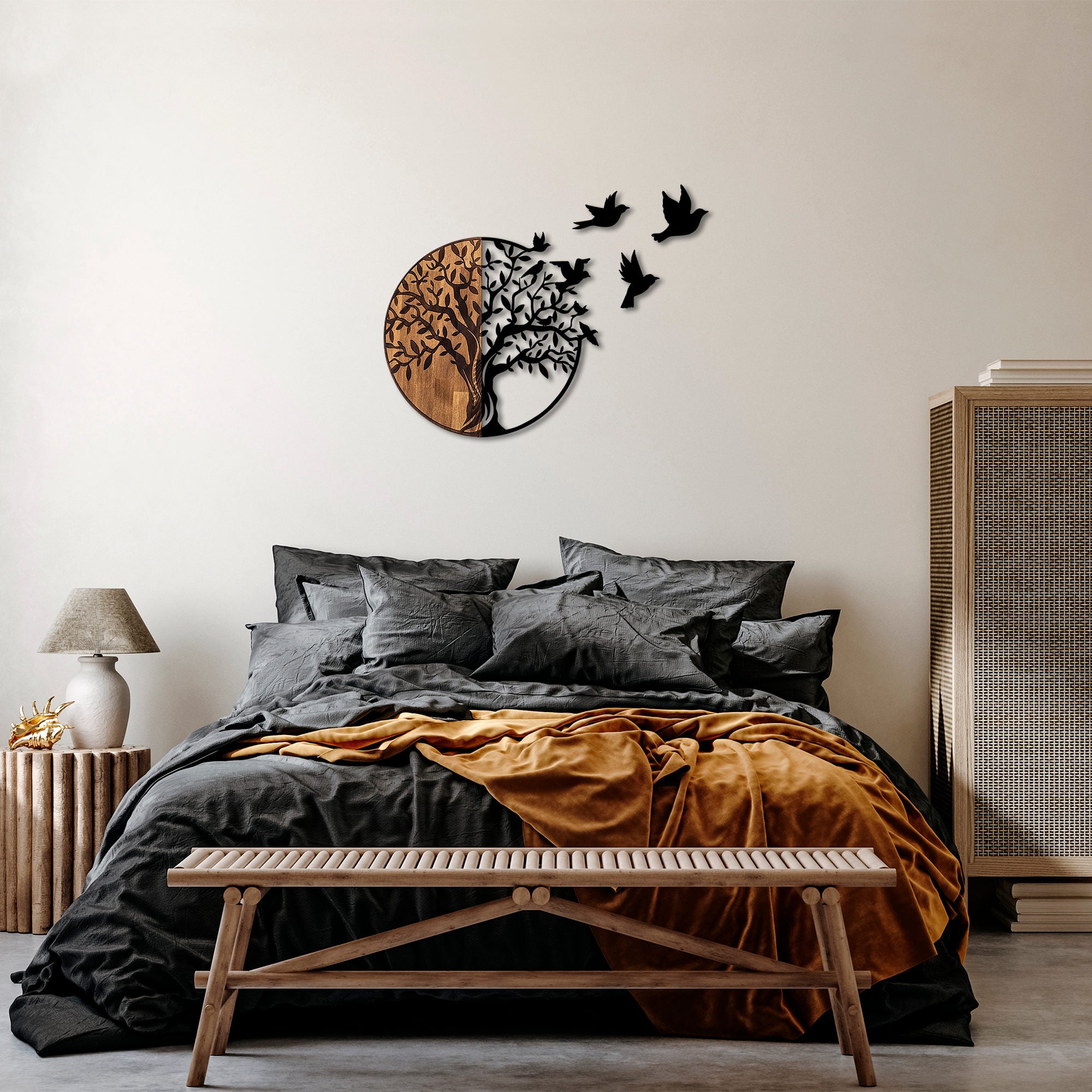 Decorative Wooden Wall Accessory Tree And Birds - 322 Black
Walnut 899SKL2309 2