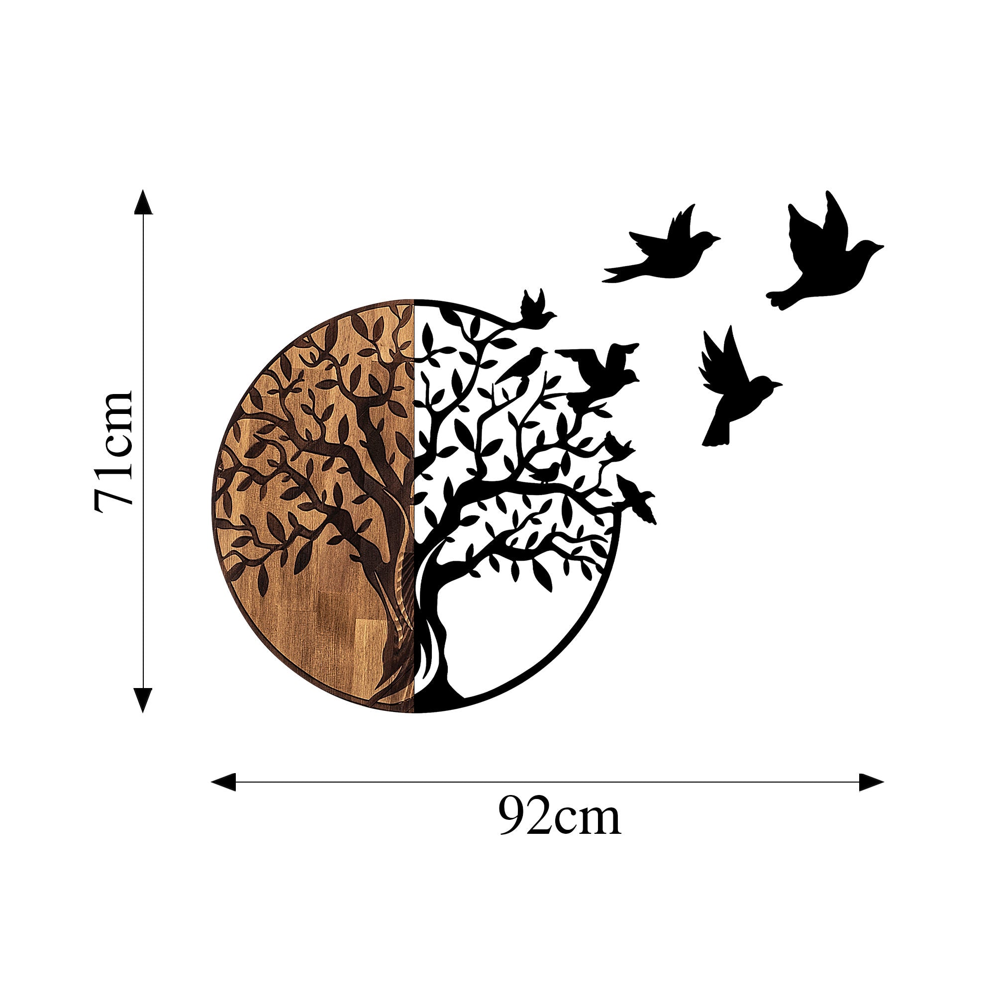 Decorative Wooden Wall Accessory Tree And Birds - 322 Black
Walnut 899SKL2309 7