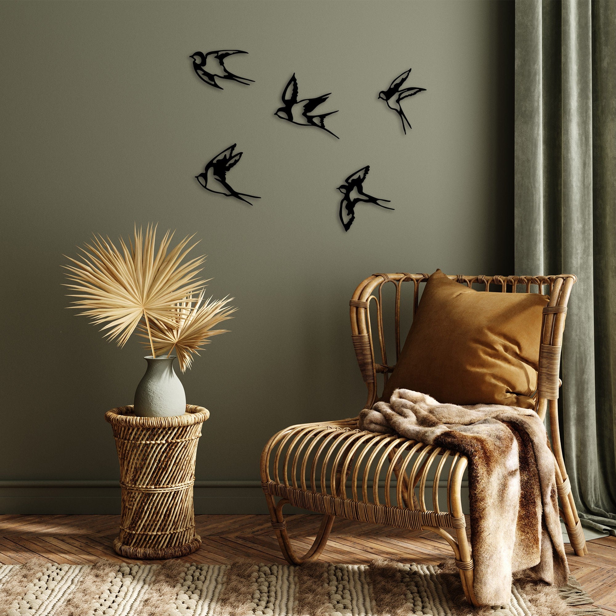 Decorative Metal Wall Accessory Swallows - 303 Black 899SKL2369 3