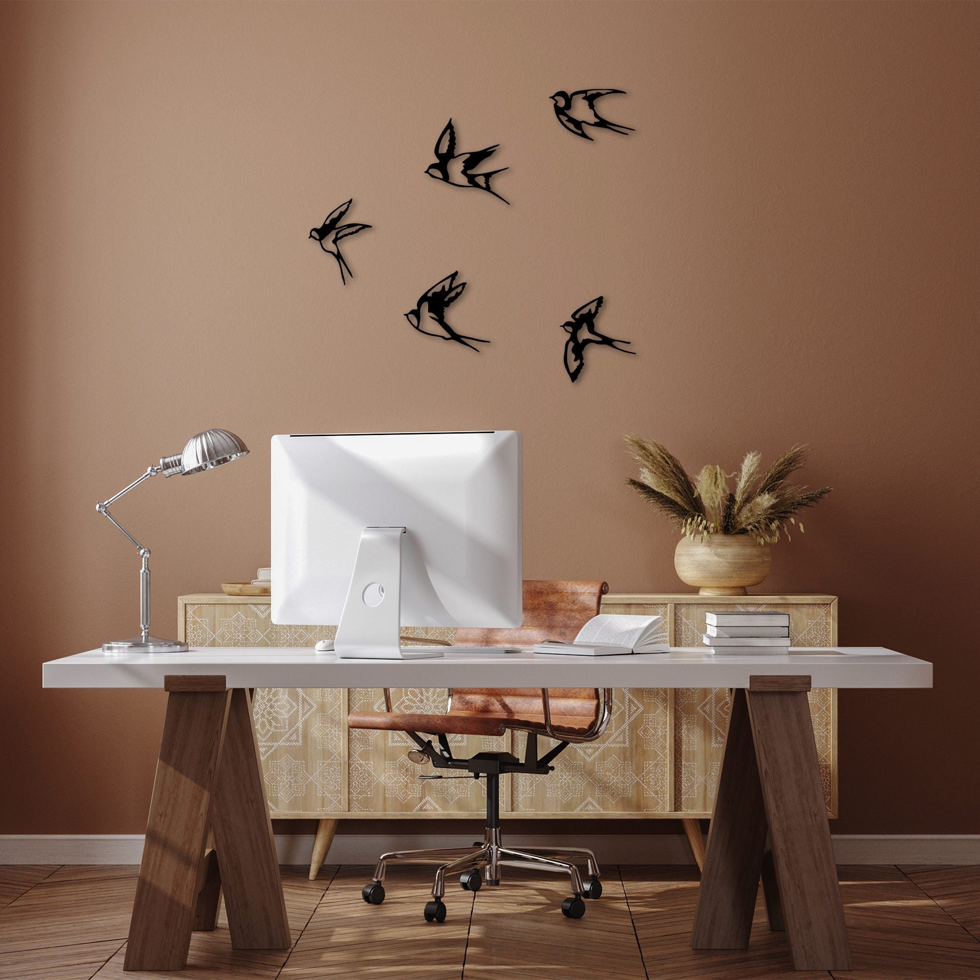 Decorative Metal Wall Accessory Swallows - 303 Black 899SKL2369 4