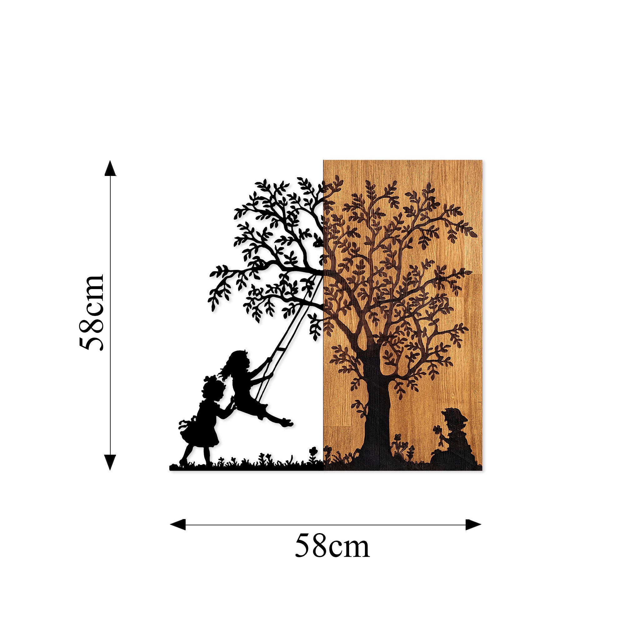 Decorative Wooden Wall Accessory The Tree And The Shaking Children Walnut
Black 899SKL2406 6