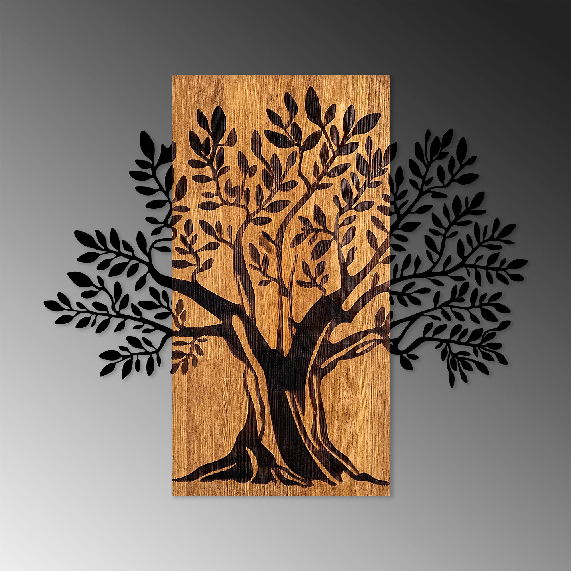 Decorative Wooden Wall Accessory Monumental Tree 2 Walnut
Black 899SKL2408 4